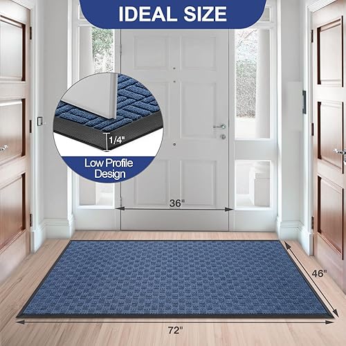 Miniatura 2 de Mibao Tapete para puerta delantera, resistente y duradero, tapete de bienvenida para interiores y exteriores, atrapador de suciedad, impermeable,