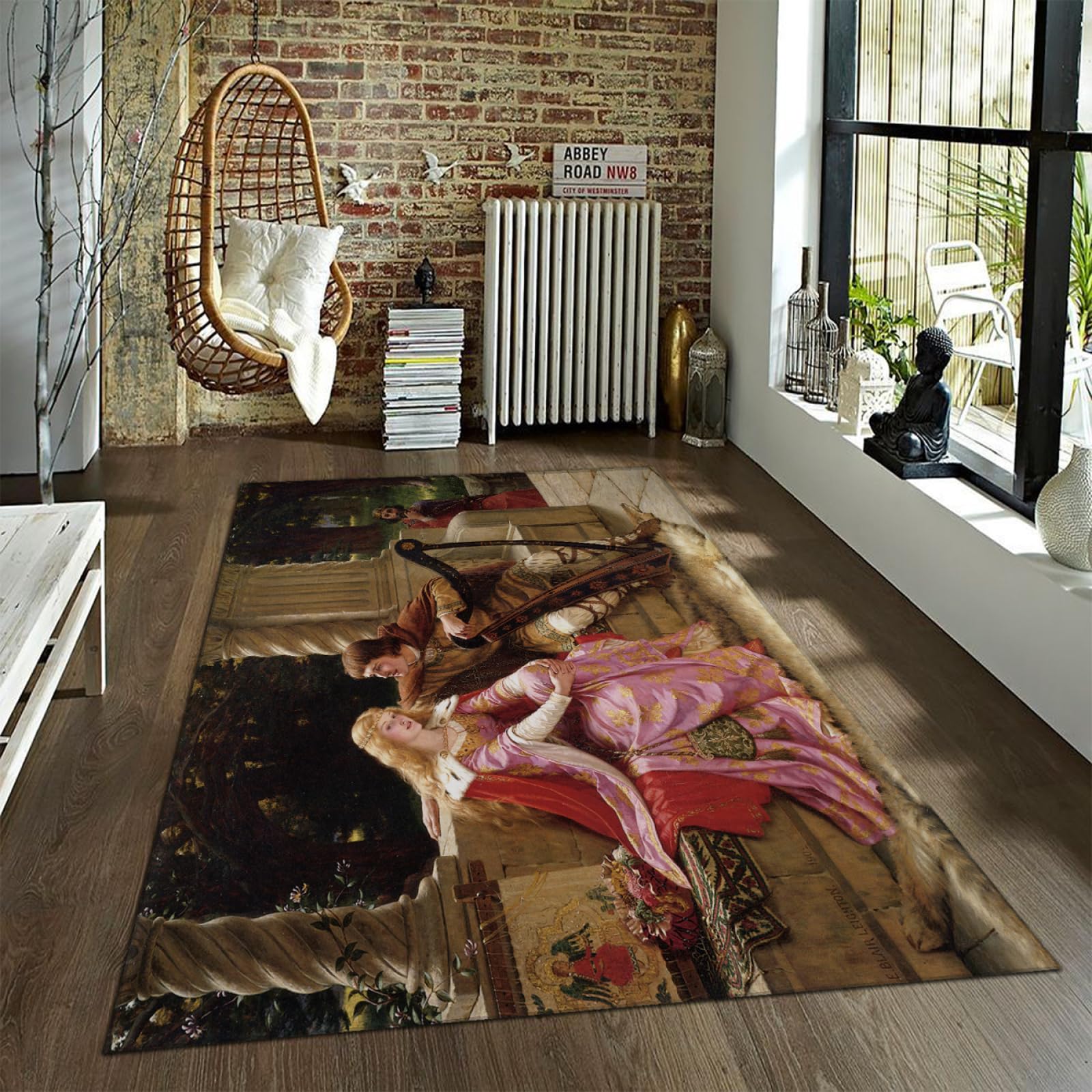 Tapis de chambre familiale grand format style baroque romantique 150x240cm
