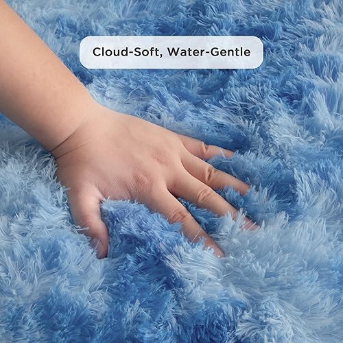 Miniatura 82 de Andency - Tapete de pelo largo sintético de interior, 4 x 6 pies, color gris oscuro estilo teñido anudado, afelpado, suave y mullido