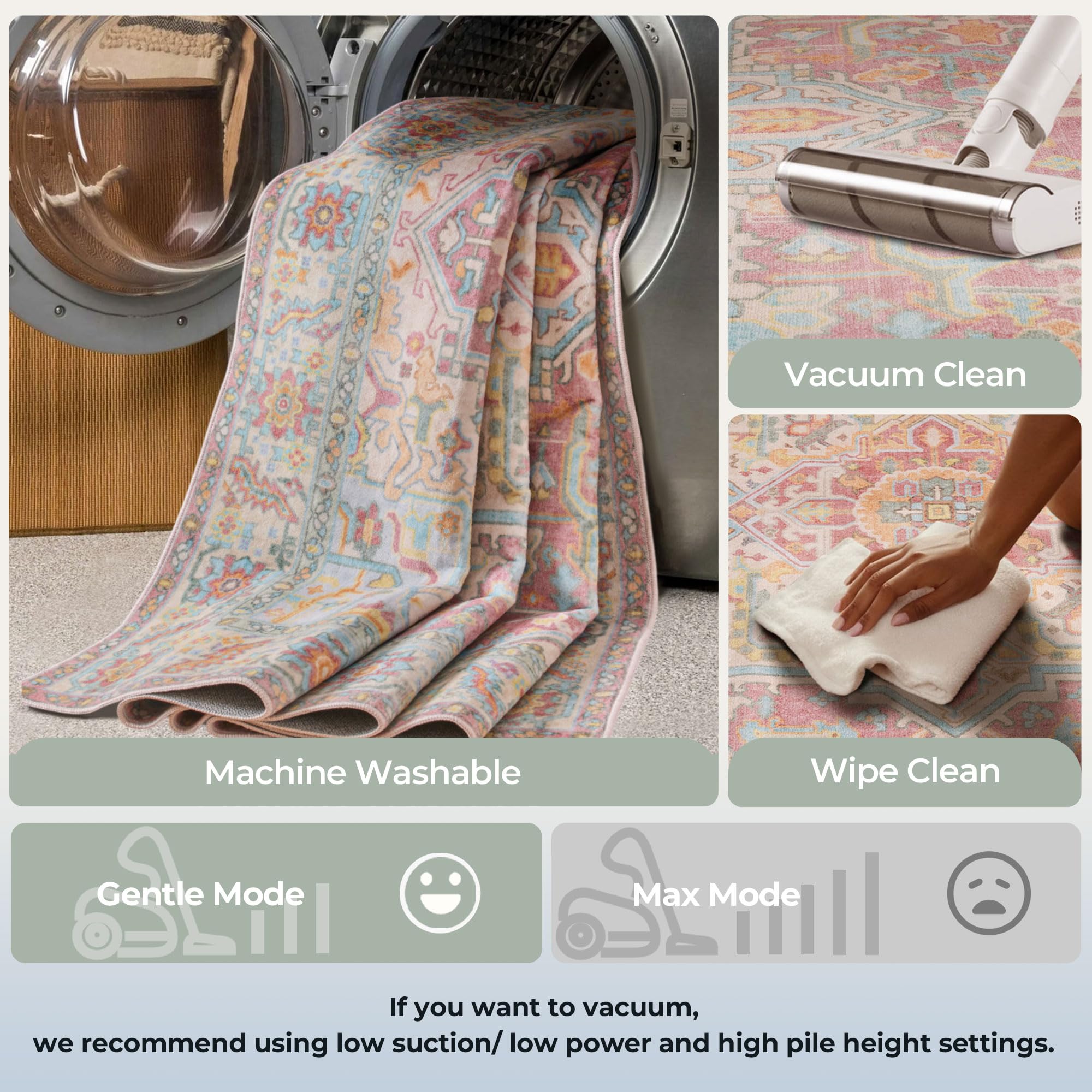 Kokia Alfombra redonda vintage oriental, 120 cm, lavable, con diseño de medallón, suave, antideslizante, resistente a las manchas, pelo plano, para habitación infantil, rincón de lectura, terraza