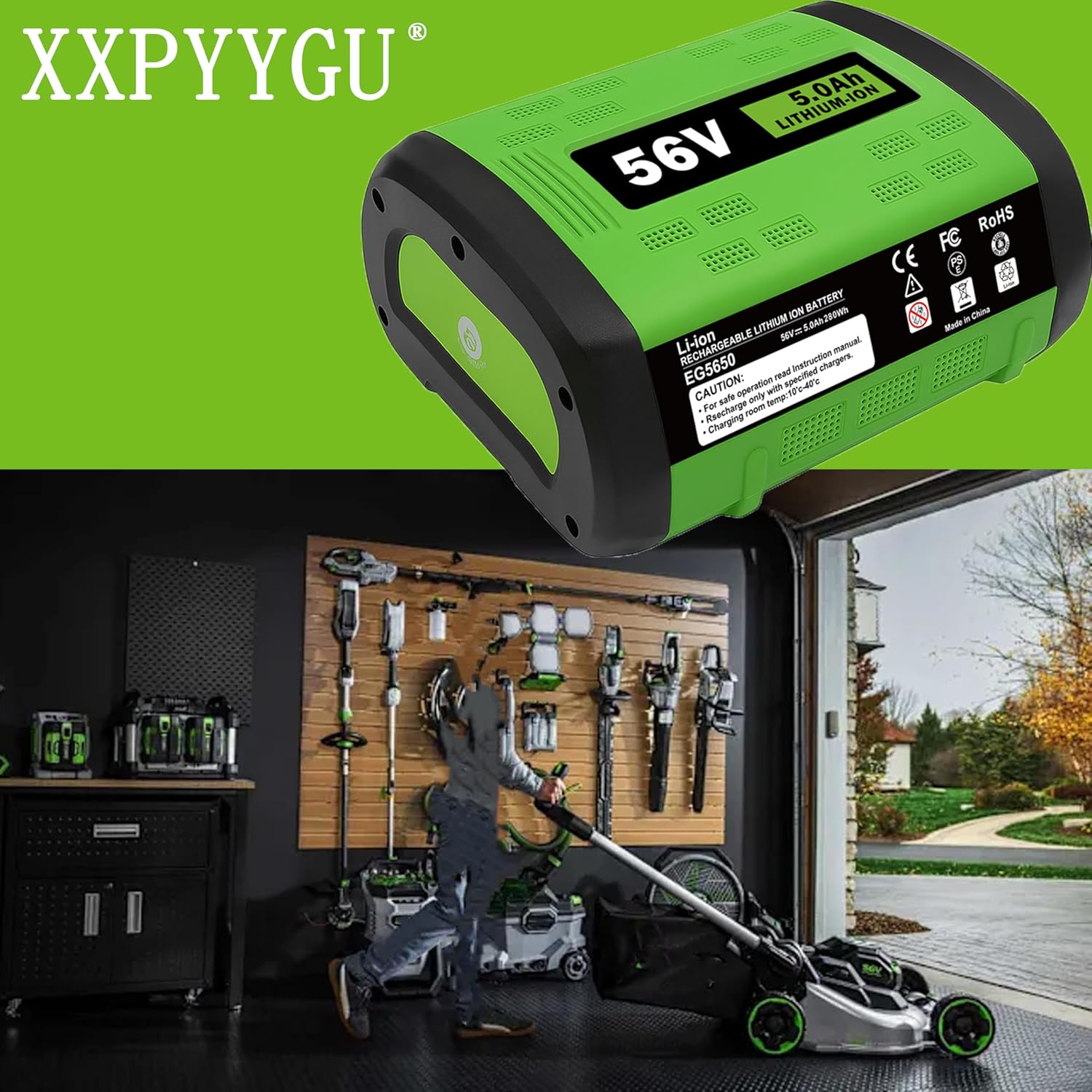 for ego 56V Battery Replacement 5.0Ah – High Capacity Rechargeable Lithium Battery Compatible with ego 56Volt Cordless Power Tools