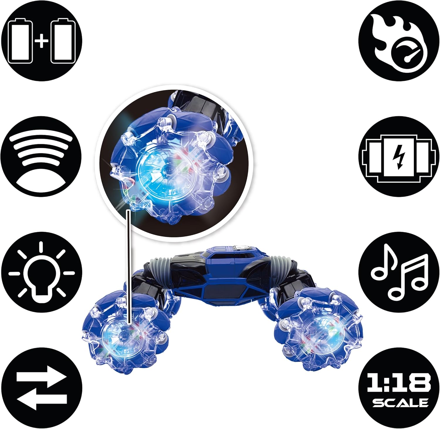 LEXIBOOK, Extreme Crosslander® RC Car Luminous Off-Road Remote Control with Wristband, Rechargeable, Electronic Action Game, Black/Blue, RC49