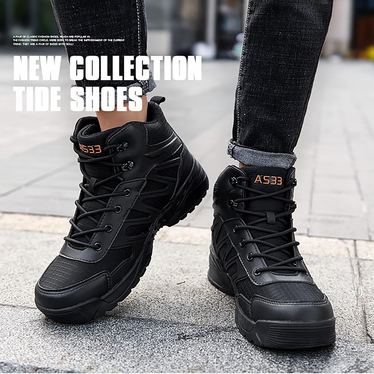 Waterproof Military Tactical Boots for Men, Durable Rubber Sole Military Desert Boots,Outdoor Lace-up Sports Comfortable Breathable Woodland Shoes (Color : Black, Size : 8.5)