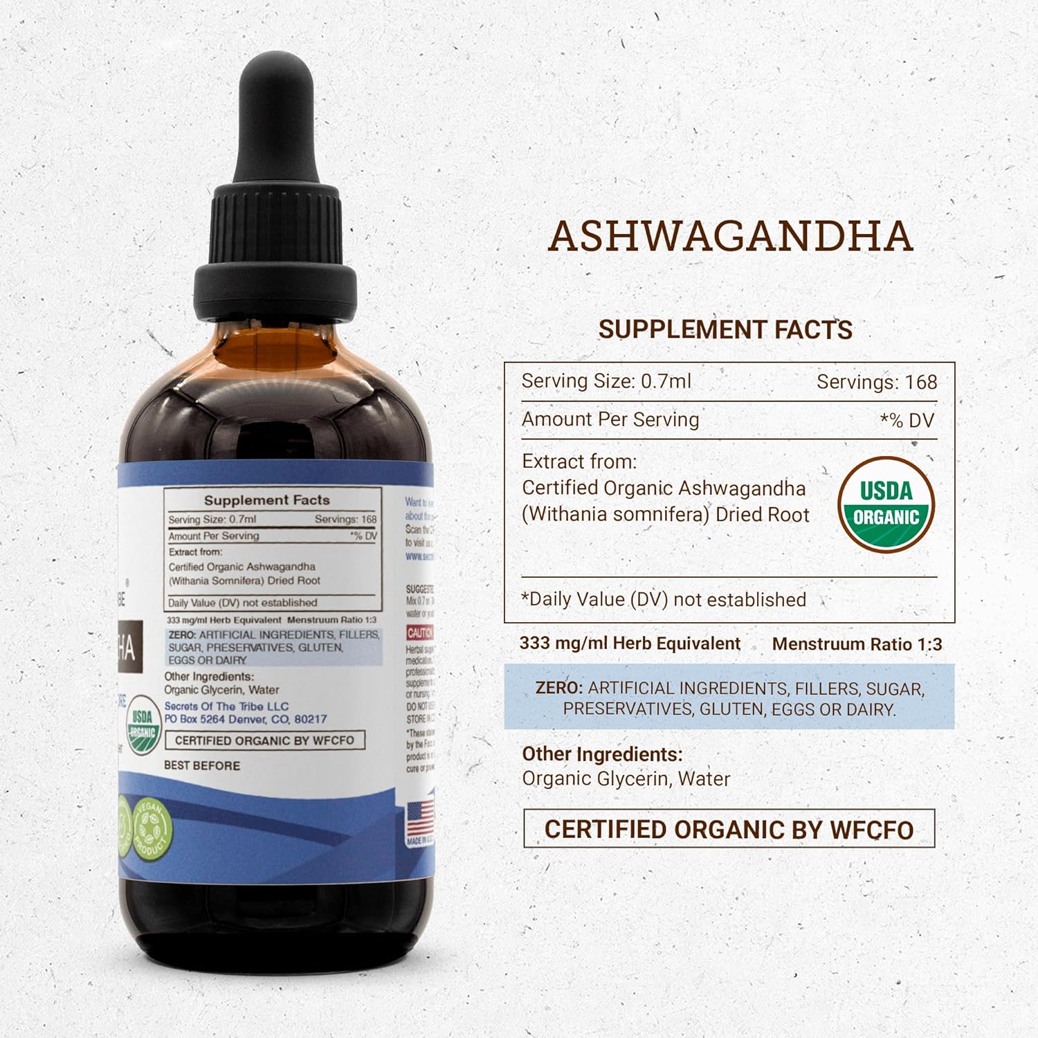 Secrets of the Tribe Ashwagandha USDA Organic Tincture Alcohol-Free Extract, Ashwagandha Withania Somnifera Anti-Stress and Relaxation 4 OZ - Image 4