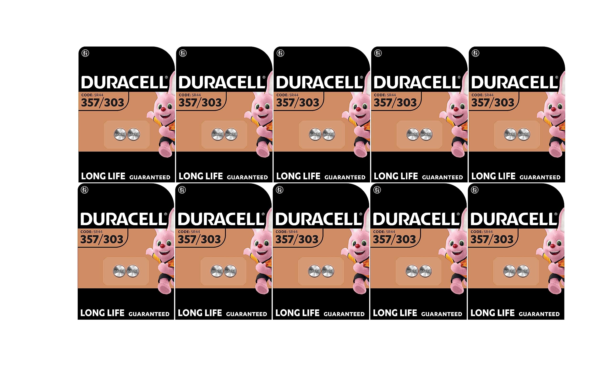 20 x Duracell 357/303 (10 ampoules de 2 batteries) 20 piles (SR44/V357/V303/SR44W/SR44SW)