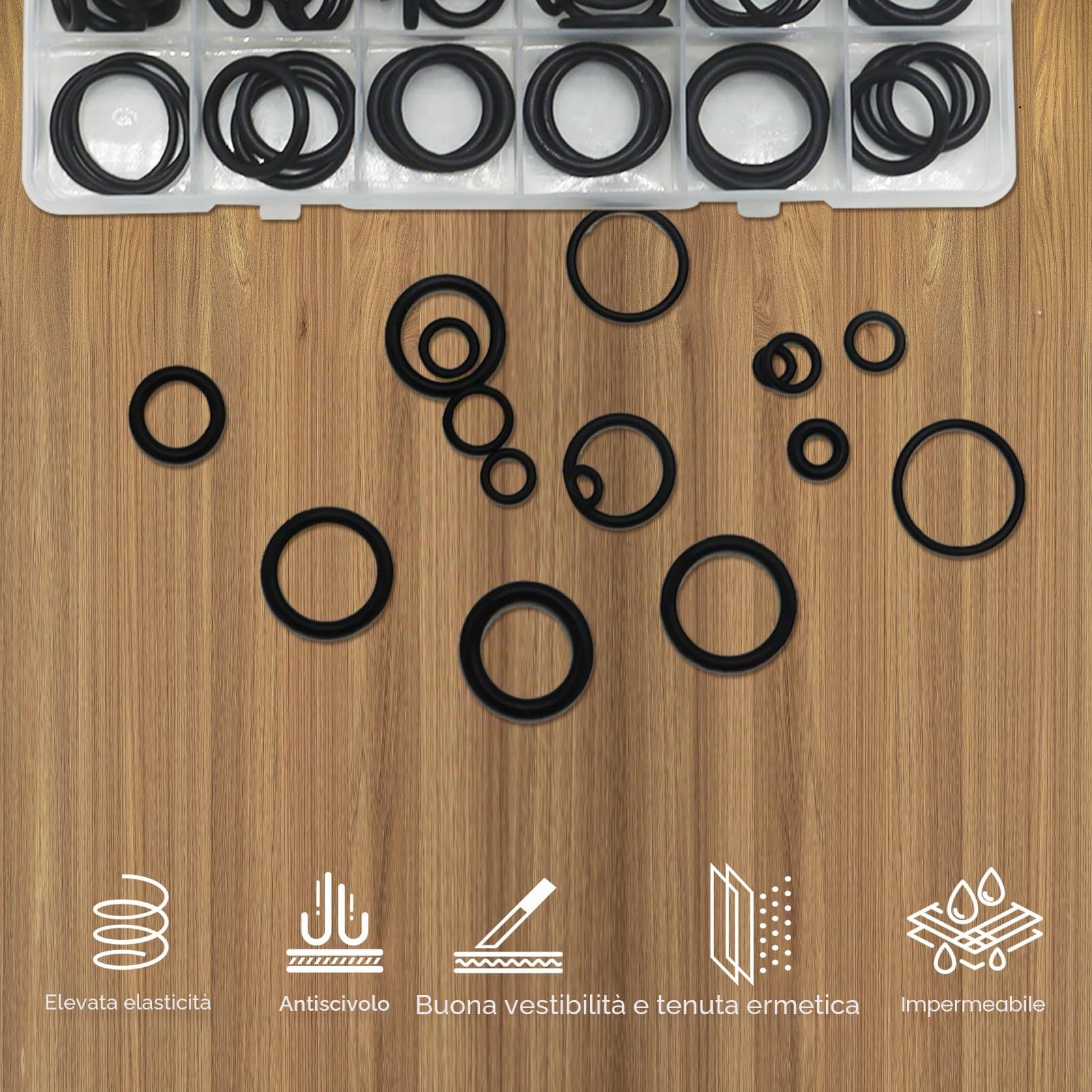 HXMJIED Set di 360 guarnizioni O-Ring in gomma, kit di guarnizioni O-Ring di 24 misure, anelli di guarnizione elettrica nera, rondelle per rubinetto da cucina, distanziatori, set di rondelle isolanti
