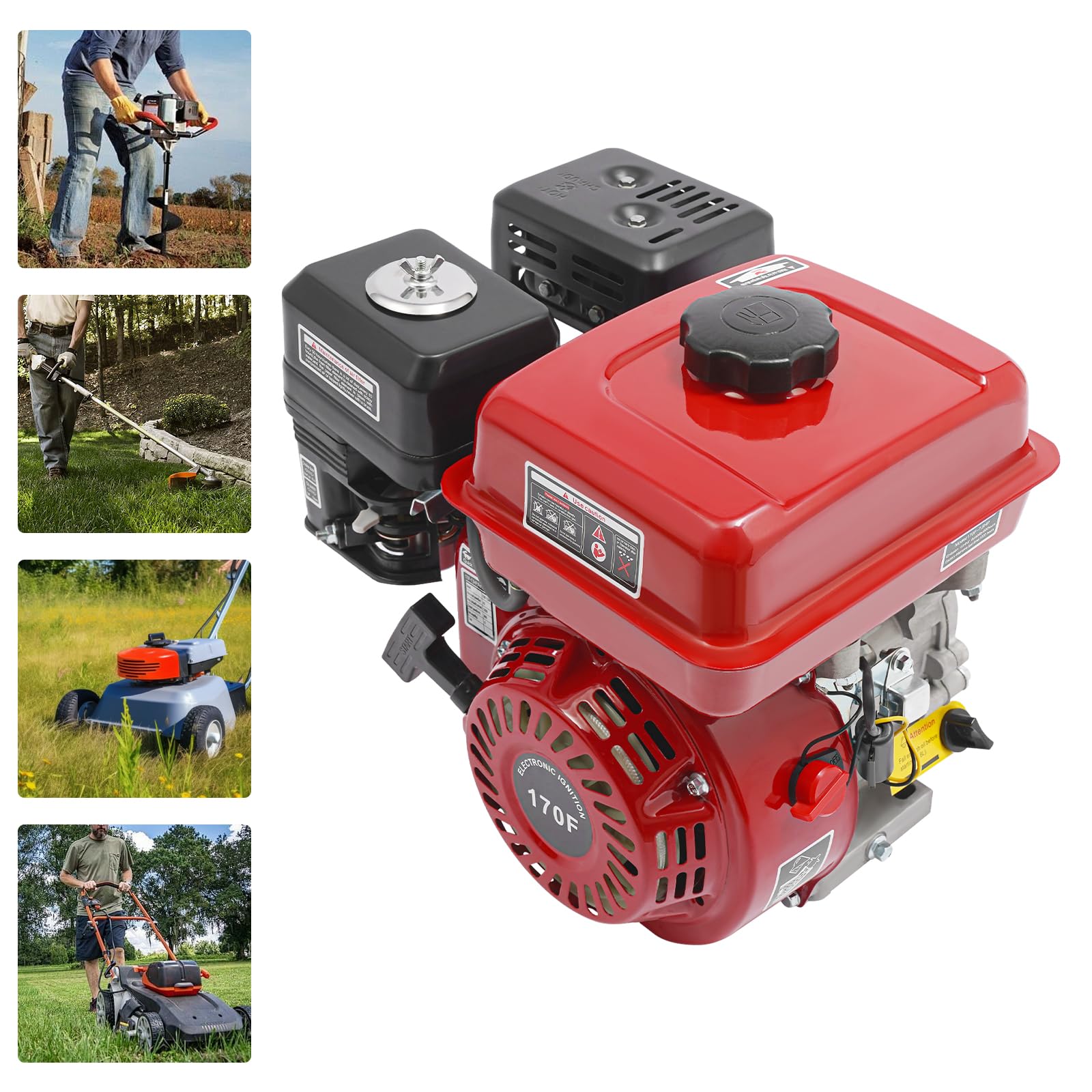 Motore a benzina a quattro tempi da 4 kW, 7,5 CV con cilindrata da 210 cc, avviamento manuale per | Serbatoio carburante da 3,6 litri, avviamento manuale, adatto per generatore, pompa dell'acqua, idropulitrici e tosaerba
