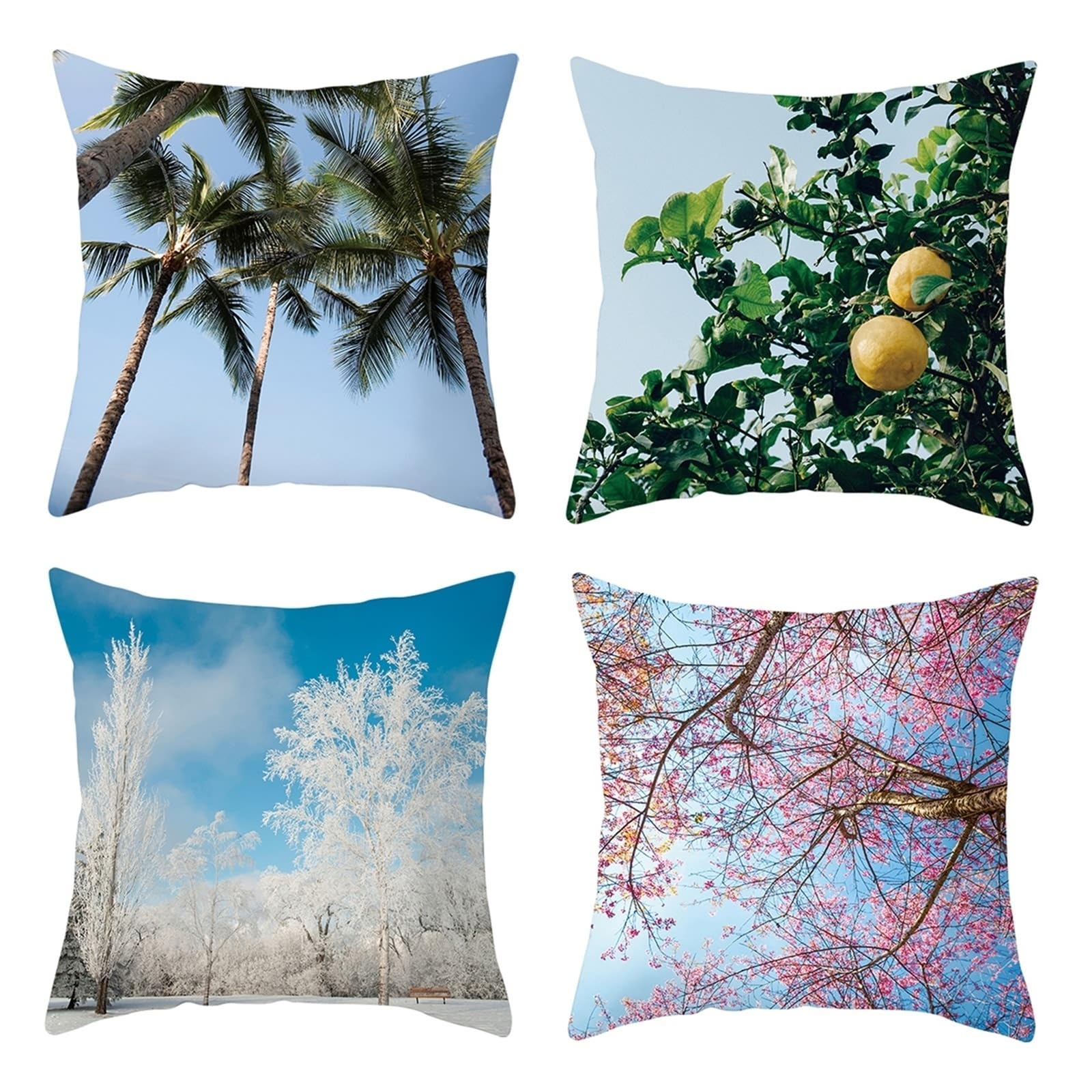 Housse de coussin arbre à fleurs 50x50 cm lot de 4 pour la déco salon