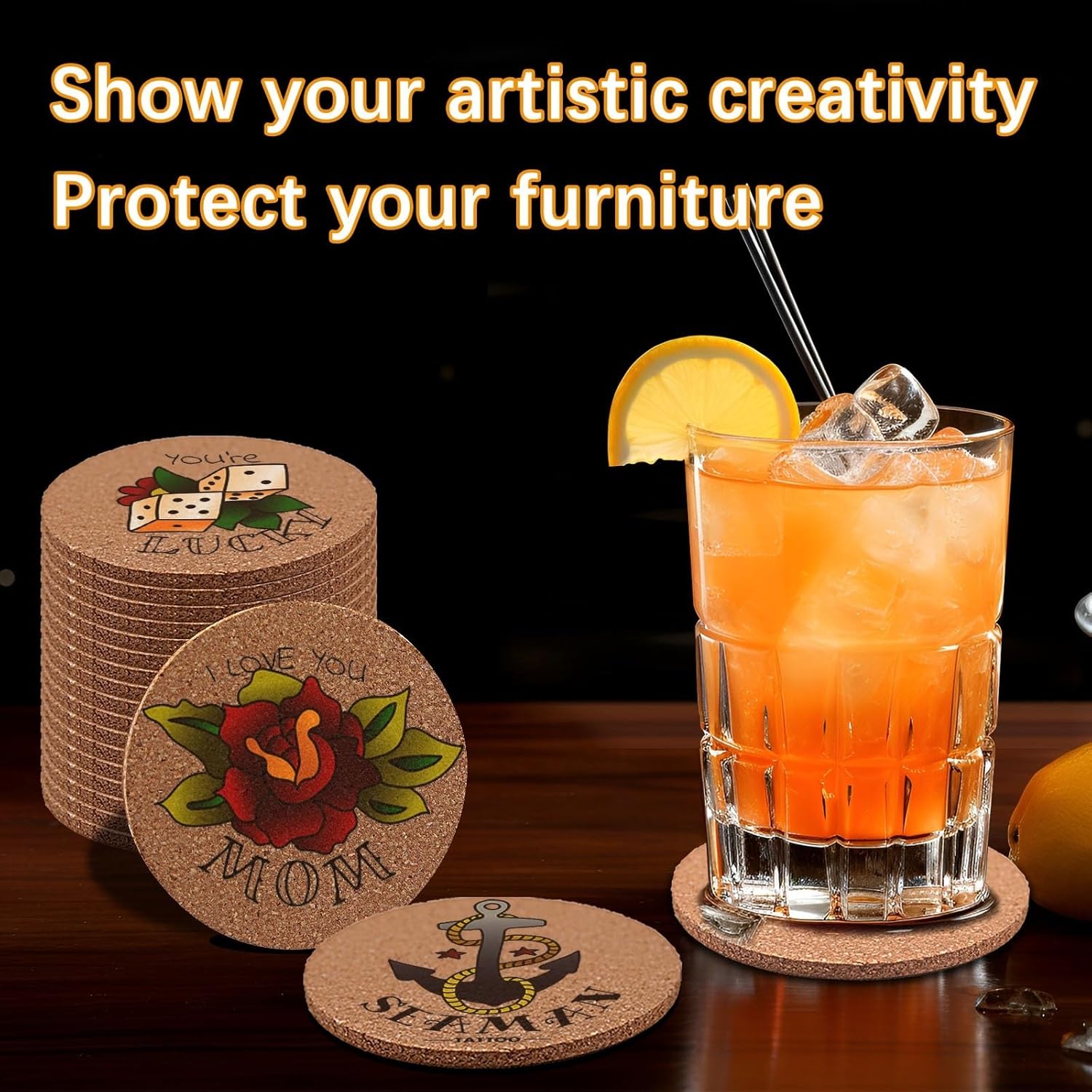 100 pcs Cork Coasters for Drinks, Bulk Blank Coasters DIY Crafts, Non-Slip, Heat-Resistant, Absorbent and Reusable Coffee Coaster for Home Tabletop Decoration - Image 5