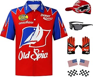 Racing Shirts Costume Halloween CalNaughton Shirt Race Car Driver Sports With Sunglasses Hat Props Cosplay Set