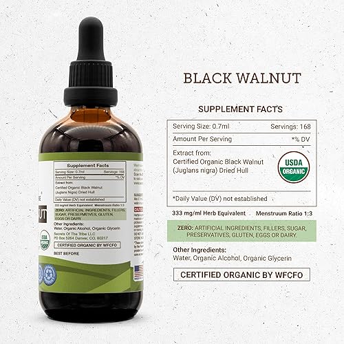 Miniatura 4 de Black Walnut USDA Organic  Extracto de alcohol, gotas de hierbas de alta potencia  Hecho de 100% nogal negro orgánico certificado (Juglans Nigra)