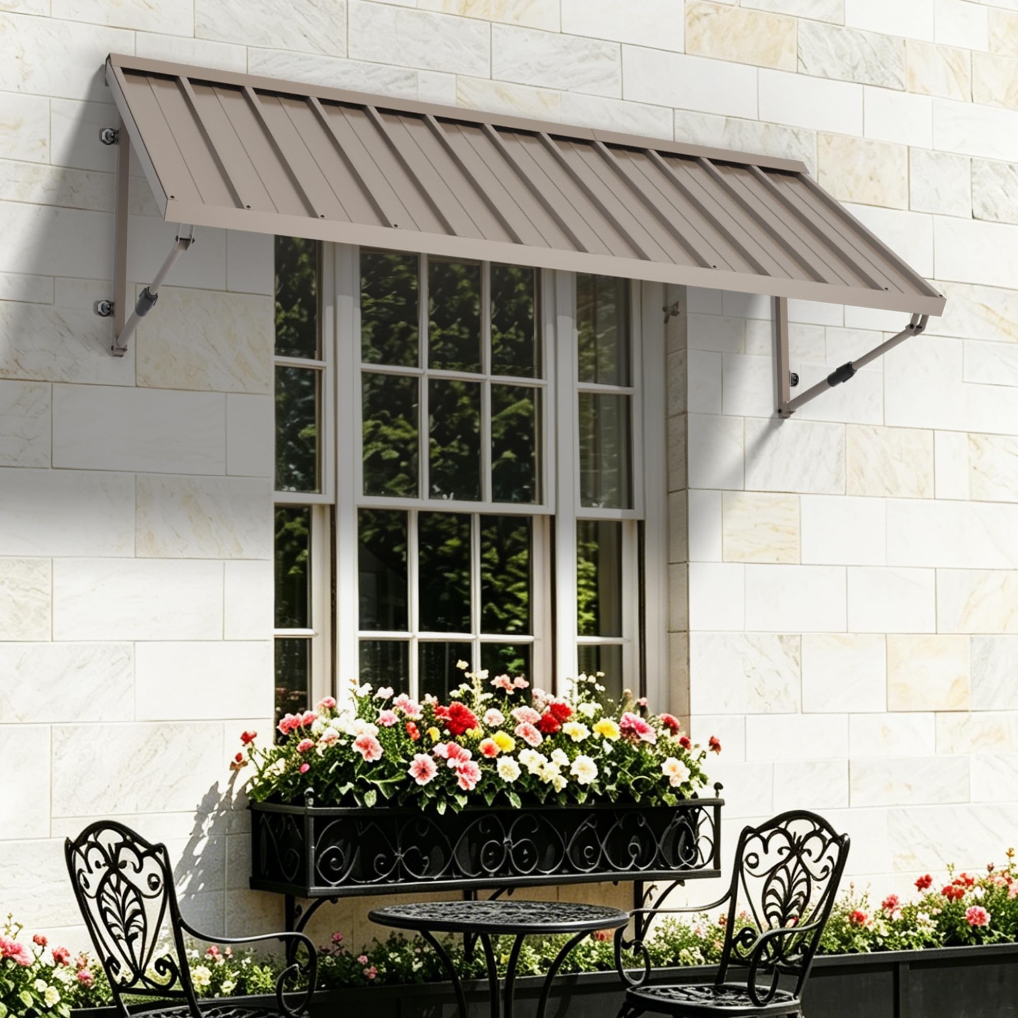 Photo 1 of 82" W × 32" Angle Adjustable Door Window Metal Awning for Outside