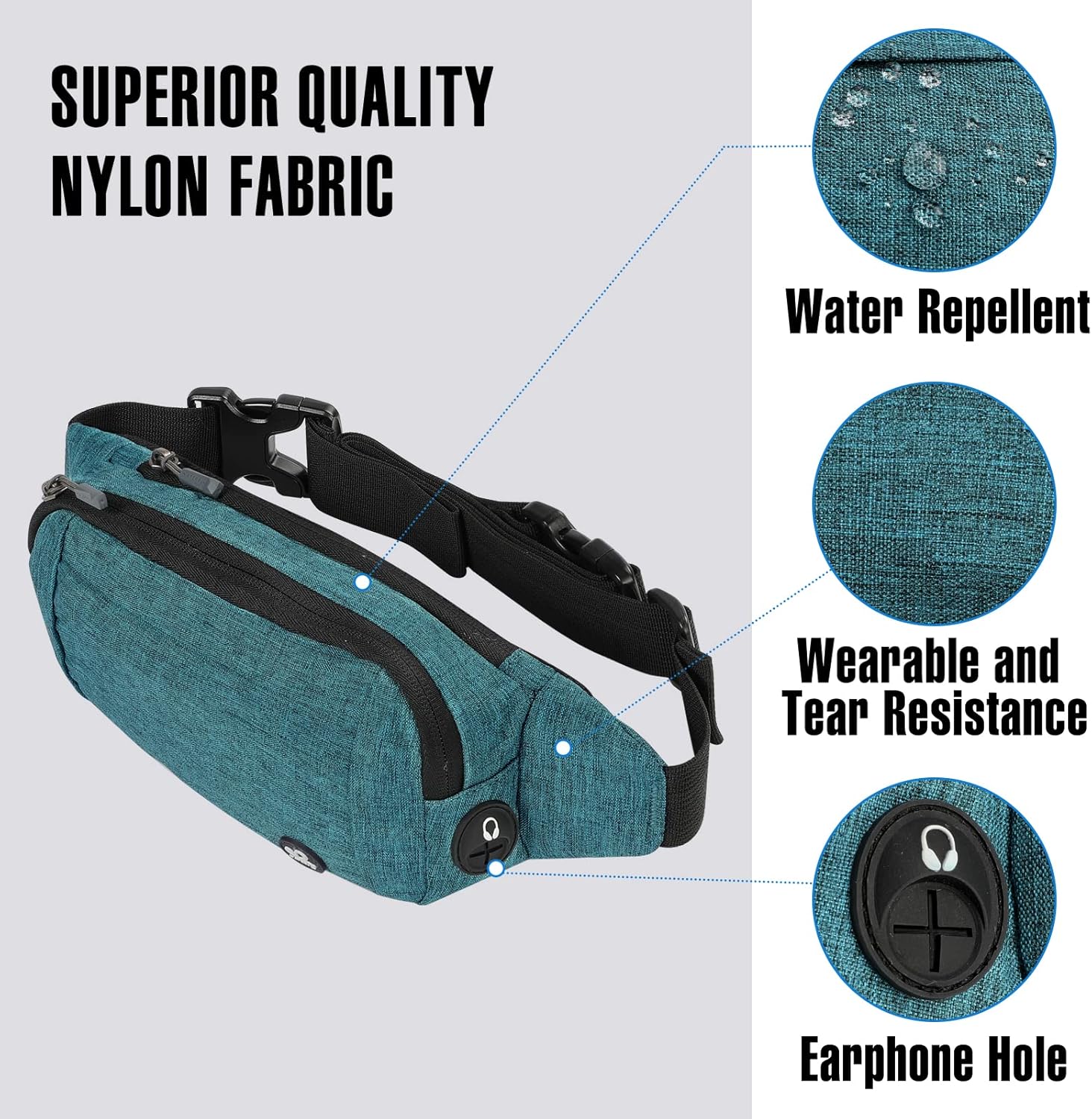 WATERFLY Fanny Pack Waist Bag: Small Hip Pouch Bum Bag Fannie Pack Phanny Fannypack Waistpack Bumbag Beltbag Sport Slim Fashionable for Jogging Hiking Hiker Woman Man - Image 5