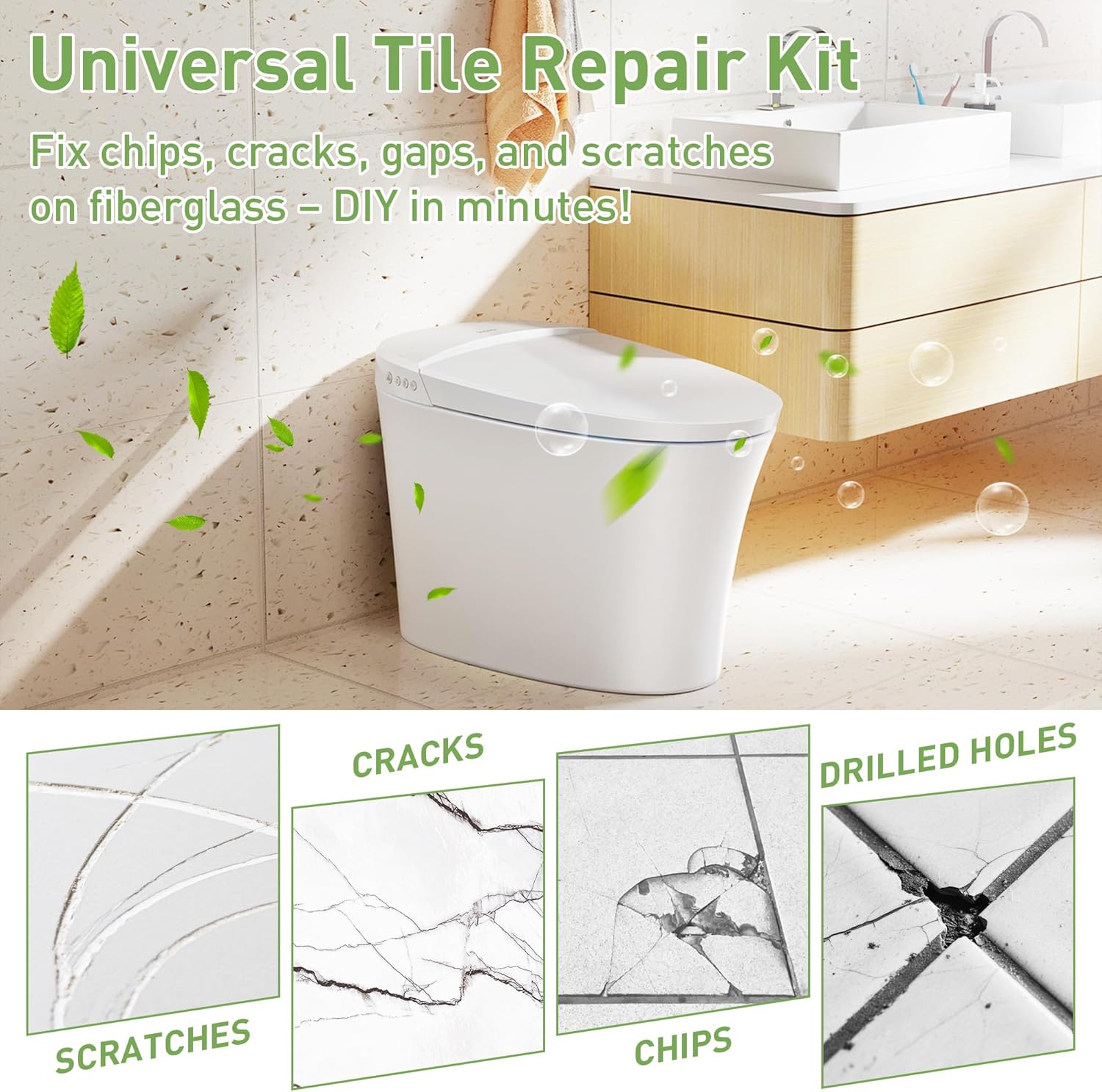 Surface Repair Kit for Tubs, Tiles, Countertops - Fixes Chips, Cracks, Scratches, Holes (Fiberglass, Porcelain, Stone, Acrylic) - Image 6