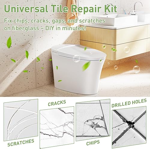 Miniatura 6 de Kit de reparación de superficies para bañeras, azulejos, encimeras - Fija astillas, grietas, arañazos, agujeros (fibra de vidrio, porcelana, piedra,