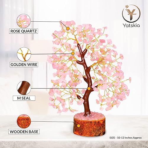 Miniatura 4 de Árbol de piedras preciosas de cuarzo rosa, árbol de cristal para energía positiva, figura de Feng Shui, bonsái de dinero, árbol de cuarzo rosa,