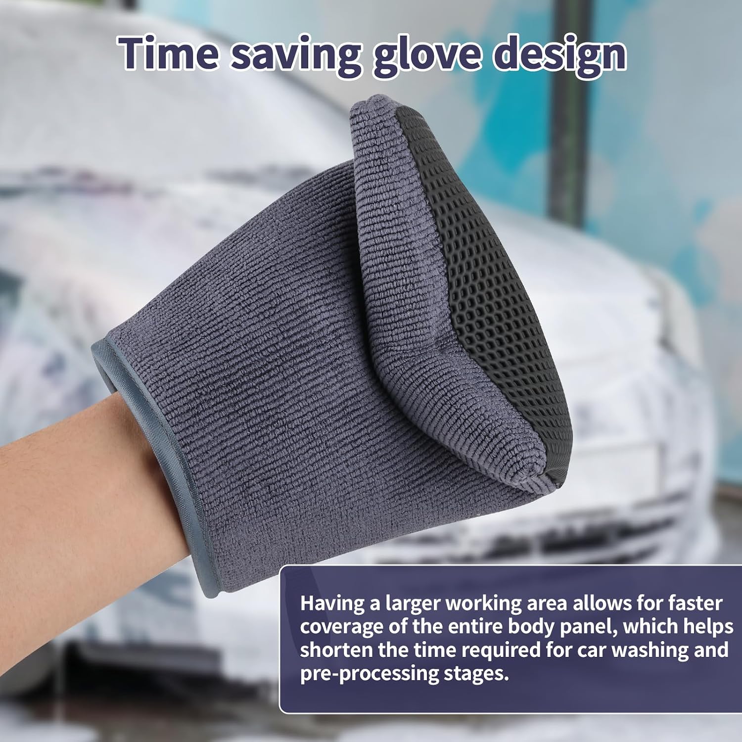 2 Pcs Fine Grade Clay Mitt for Car Detailing, Synthetic Clay Towel Glove for Paint Decontamination, Removes Dirt, Grime & Iron Contaminants from Paint, Glass & Wheels