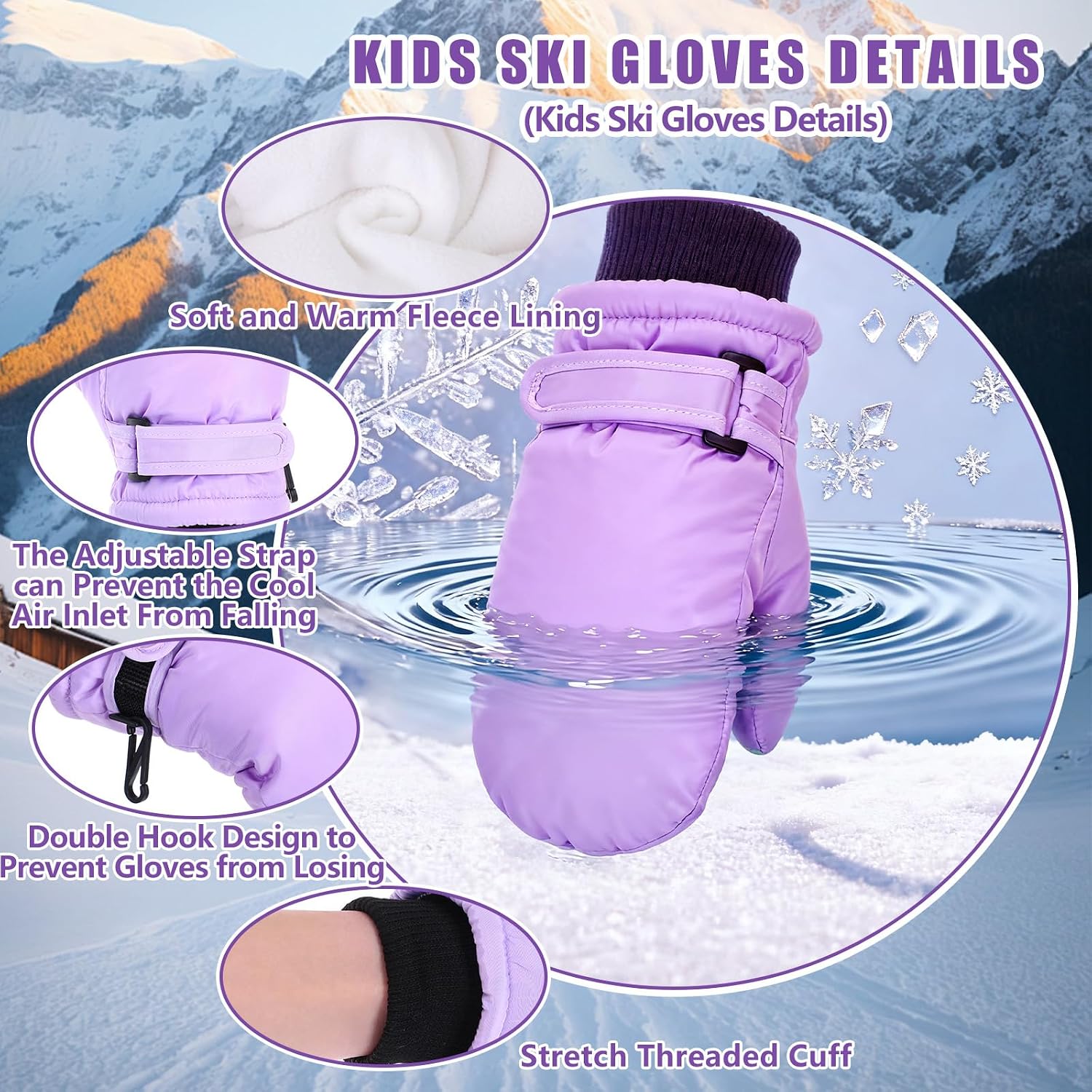 Geyoga 6 Pcs Kids Ski Balaclava Mask and Gloves Set Fleece Windproof Winter Hats Mittens for Winter Boys Girls Neck Warmer