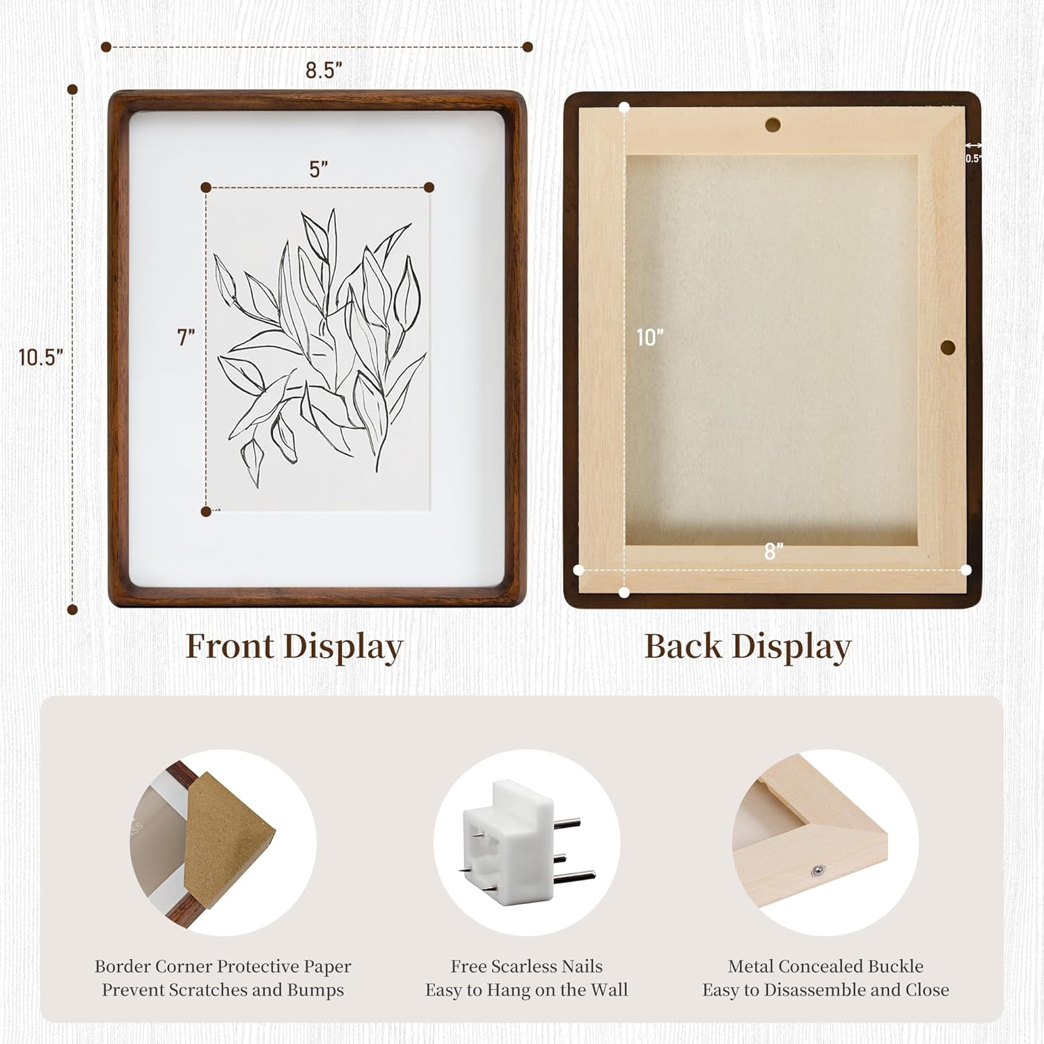 CULER 8x10 Picture Frame, Display Pictures 5x7 with Mat or 8 x 10 Without, Rustic Farmhouse Wood Photo Frame with Real Glass,Wall Gallery Photo Frames
