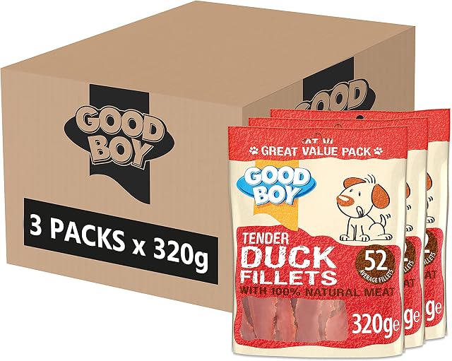Good Boy - Tender Duck Fillets - Dog Treats - Made With 100% Natural Duck Breast Meat - 320 Grams - Low Fat Dog Treats, 320 g (Pack of 3)