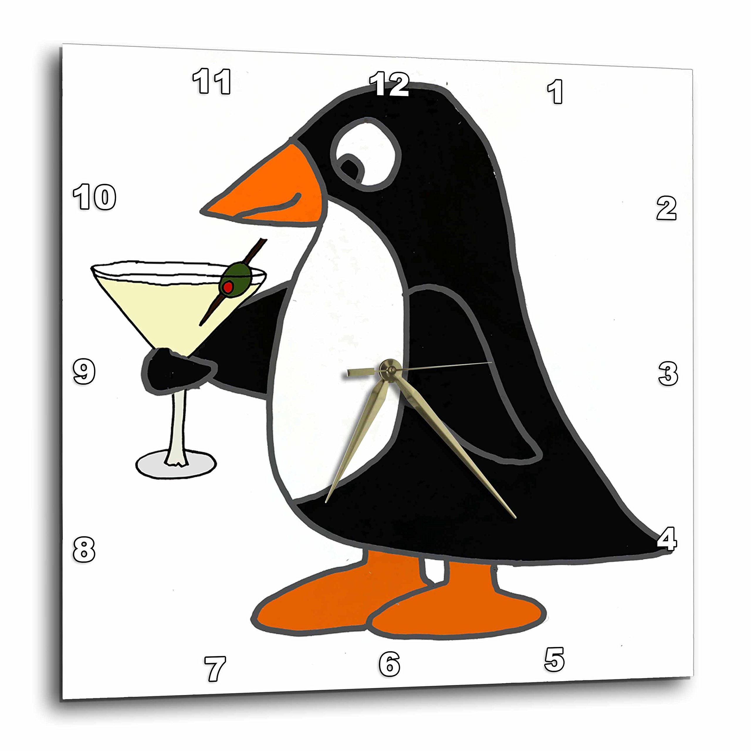 Horloge penguin boire martini 3dRose pour animer votre cuisine ou bar
