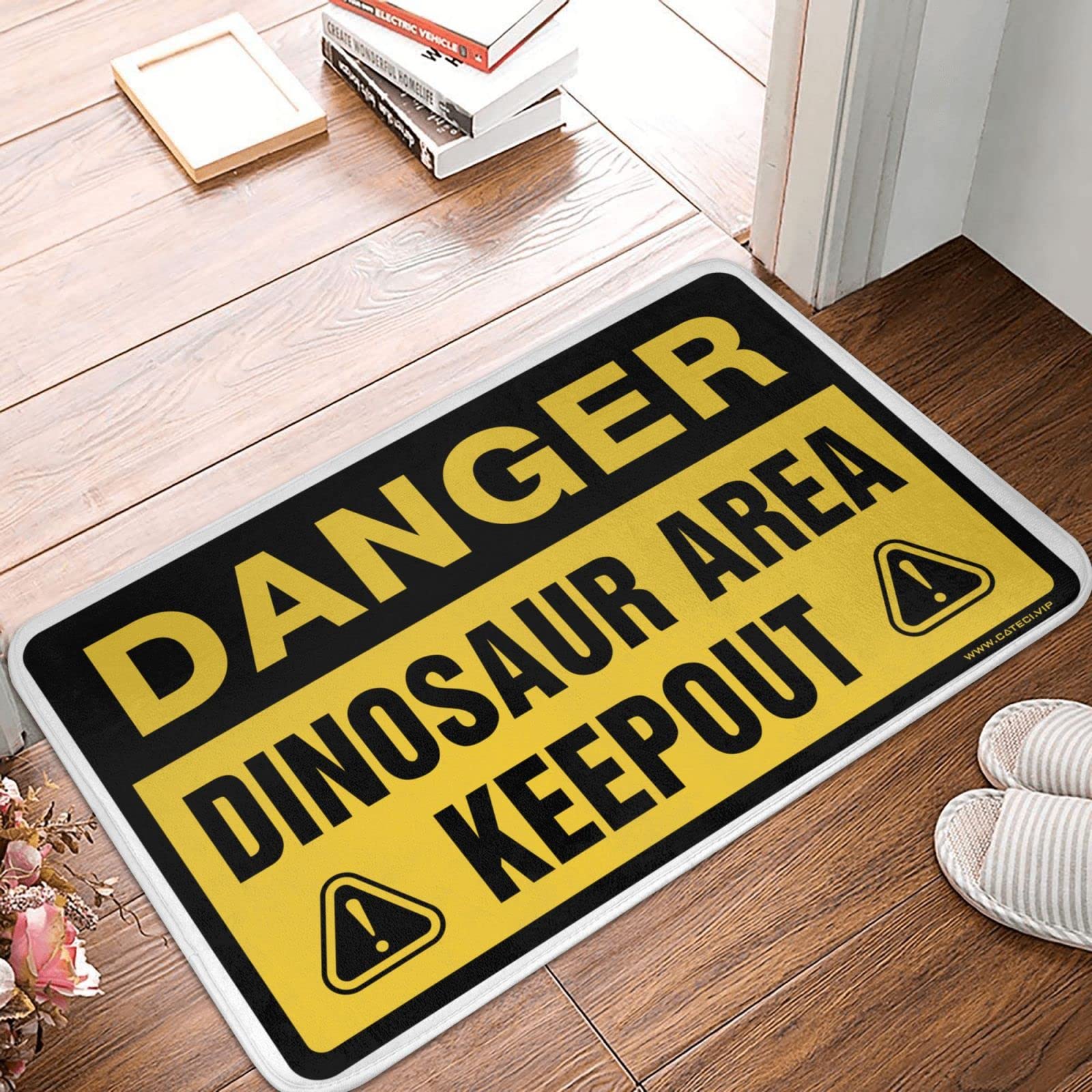 Tapis antidérapant automne dinosaure 65x90 pour porte d'entrée haute adhérence