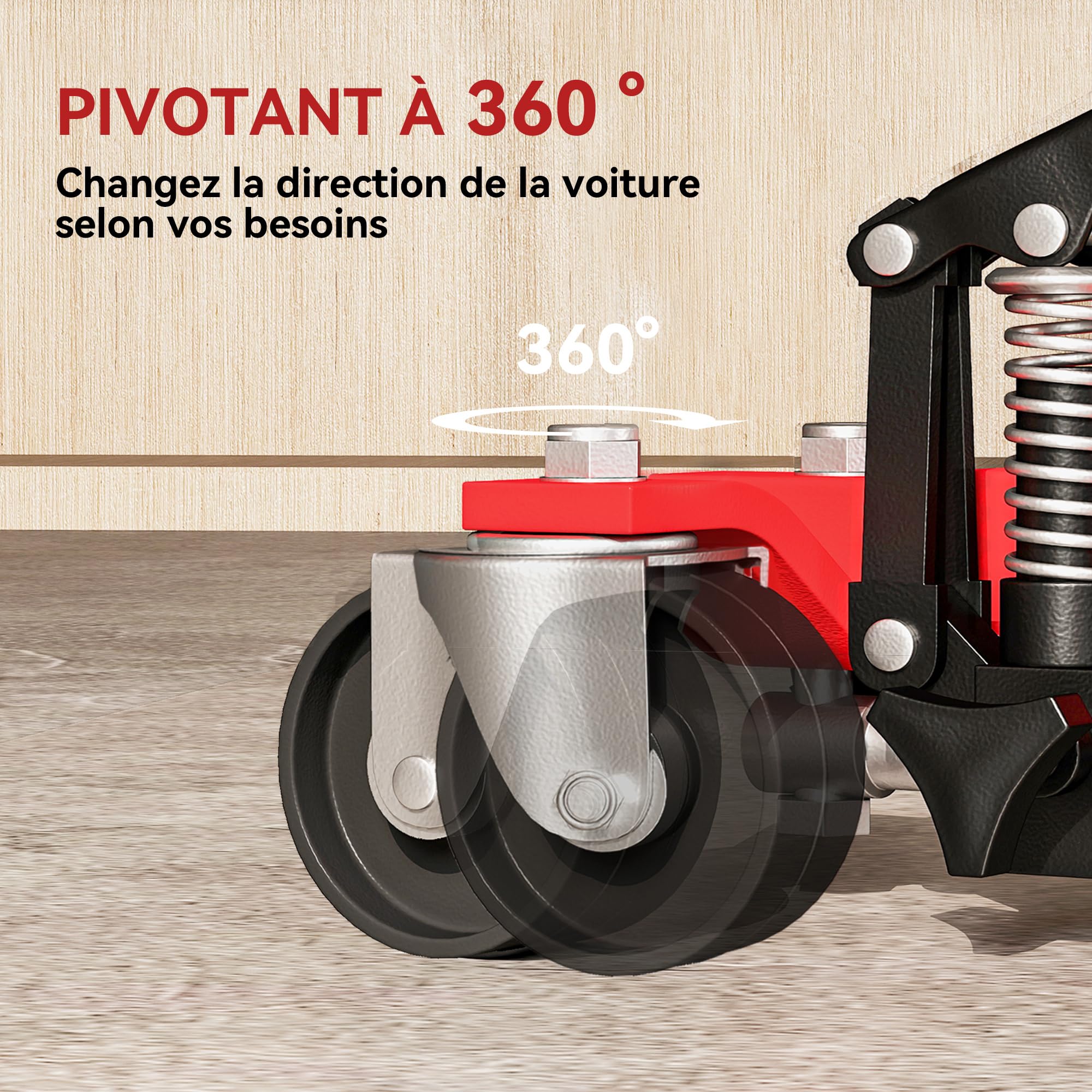 HOMCOM Lot de 2 Chariots de manutention de Voiture capacité 680 kg, Chariot de déplacement, Largeur de Pneu 22,8 cm, Roues rotatives à 360 °, pour réparation et déplacement de véhicules, Noir