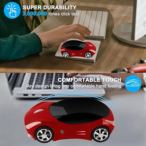 Miniatura 9 de Cool Mouse deportivo 3D con forma de automóvil de 24 GHz mouse inalámbrico óptico ergonómico para juegos mini mouse de oficina pequeño con receptor