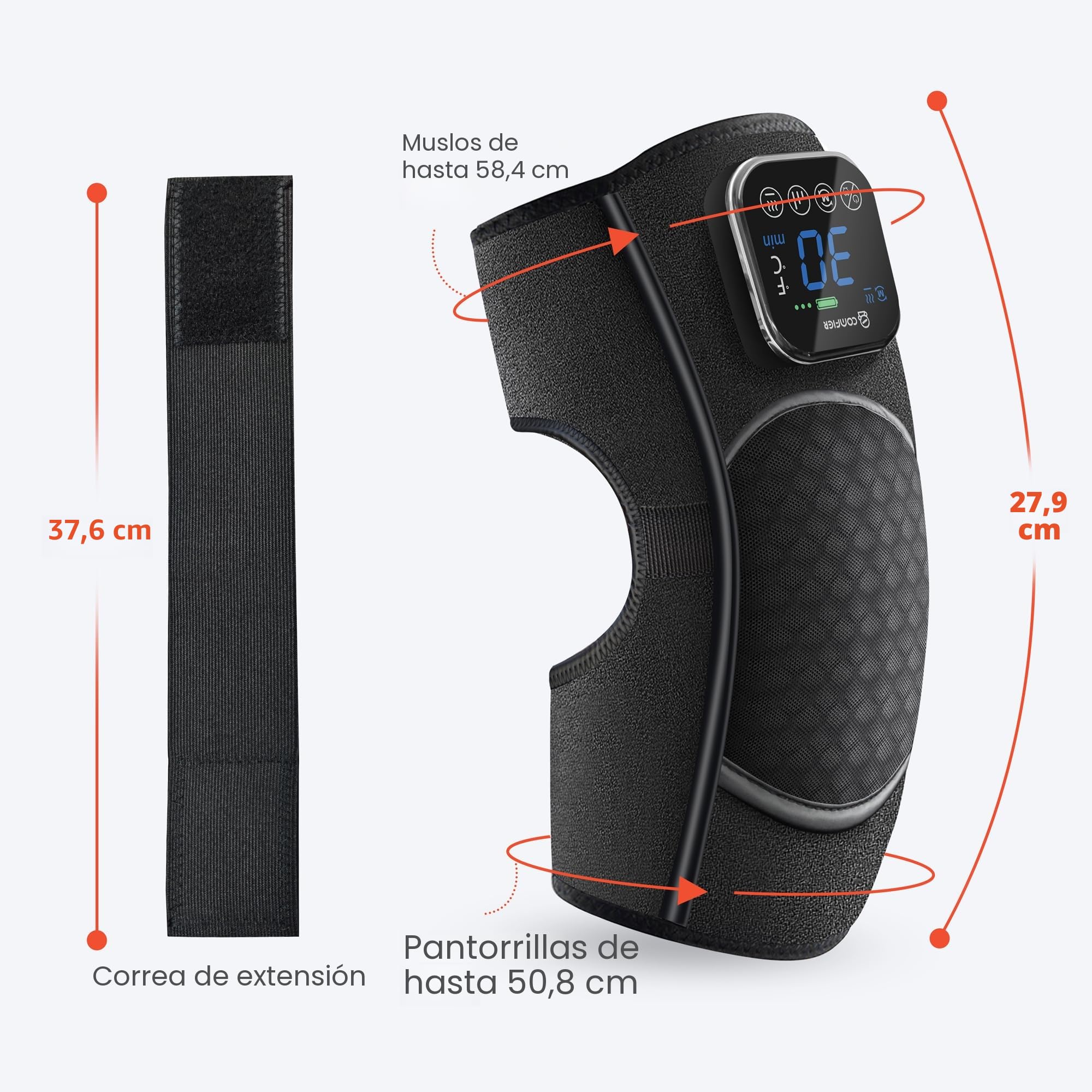 COMFIER Masajeador de Rodillas Inalámbrico, Rodillera con Función de Masaje, Calor y Vibración con Grafeno, 5 Modos y 3 Niveles de Intensidad, Rodillera Térmica, Regalo para Mamá y Papá