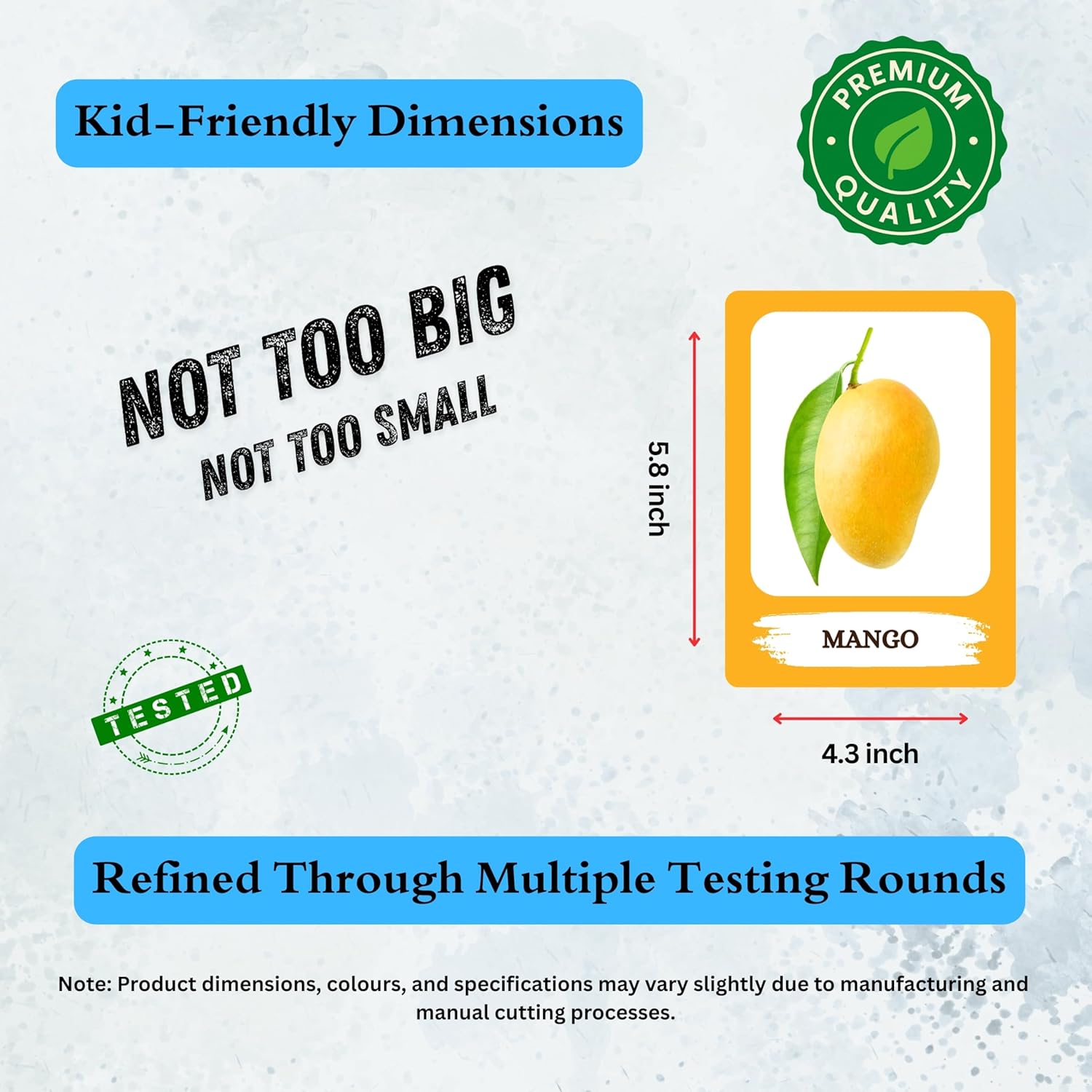 Fruits Flashcards – Non-Tearable Synthetic Learning Cards for Toddlers, Preschool & Kindergarten, Double-Sided Set