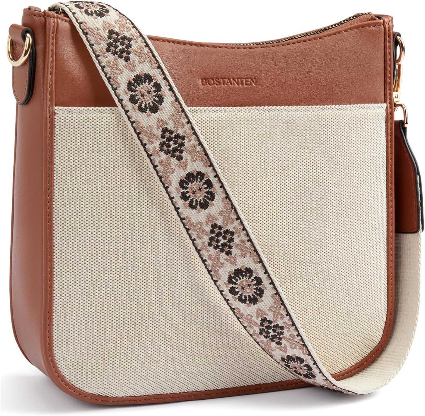 BOSTANTEN Crossbody Bags for Women Trendy Vegan Leather Hobo Purses Shoulder Handbags With Wide Shoulder Strap