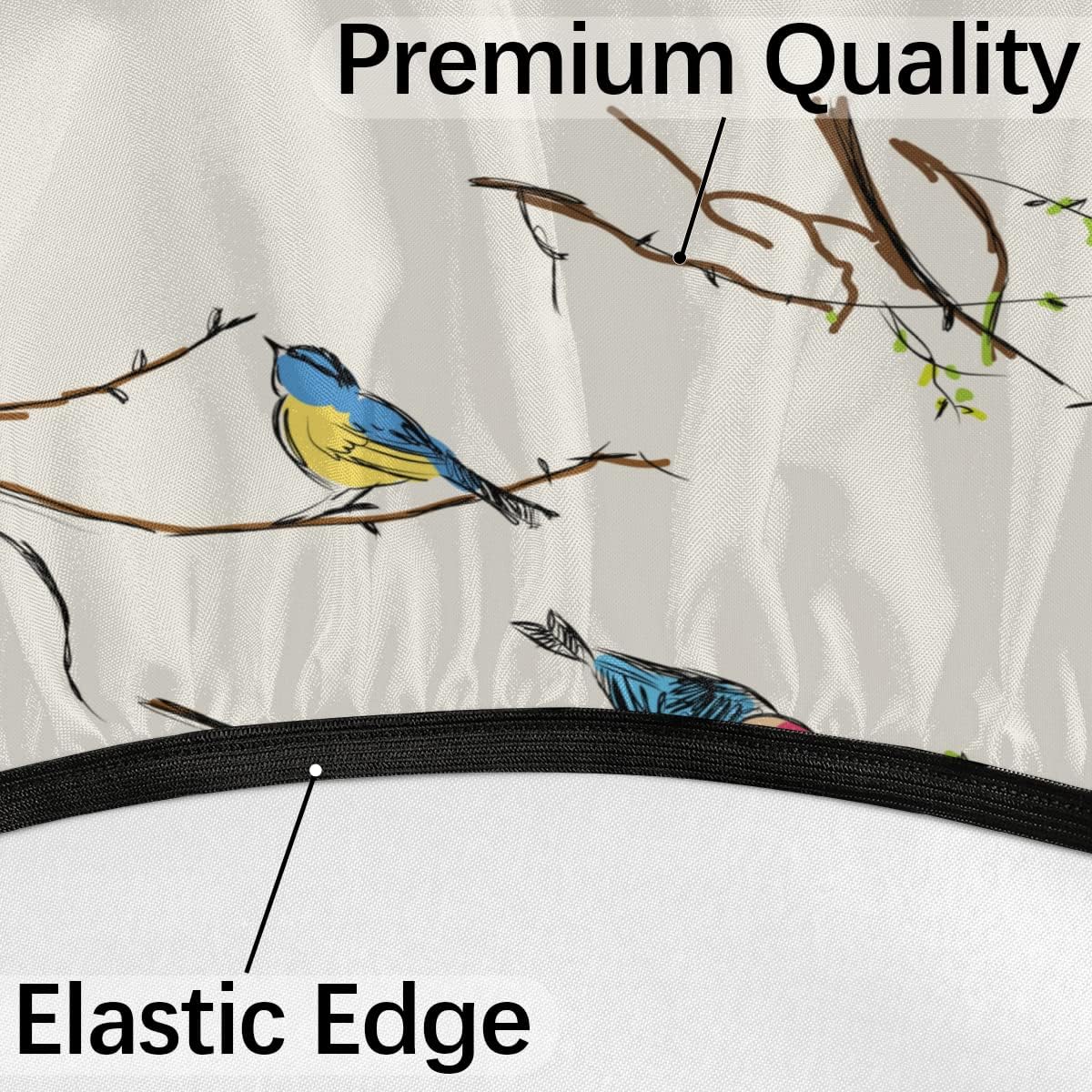 Colorful Bird Round Outdoor Fitted Tablecloth with Umbrella Hole Zipper, Rainbow Little Birds Elastic Edged Table Cloth Waterproof Wipeable Table Cover for Patio Party Picnic, 36"-44"