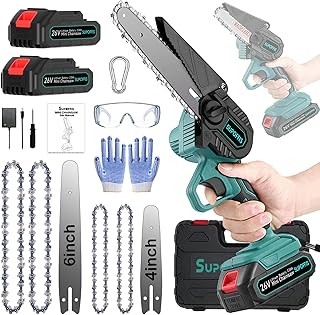 Mini Chainsaw 6-inch & 4-inch, 26v-2 * 2000mAh Battery Mini Electric Chainsaw, Brushless Mini Chainsaw Cordless One-Handed Portable Handheld Chainsaw for Garden Courtyard Tree Branch Wood Cutting