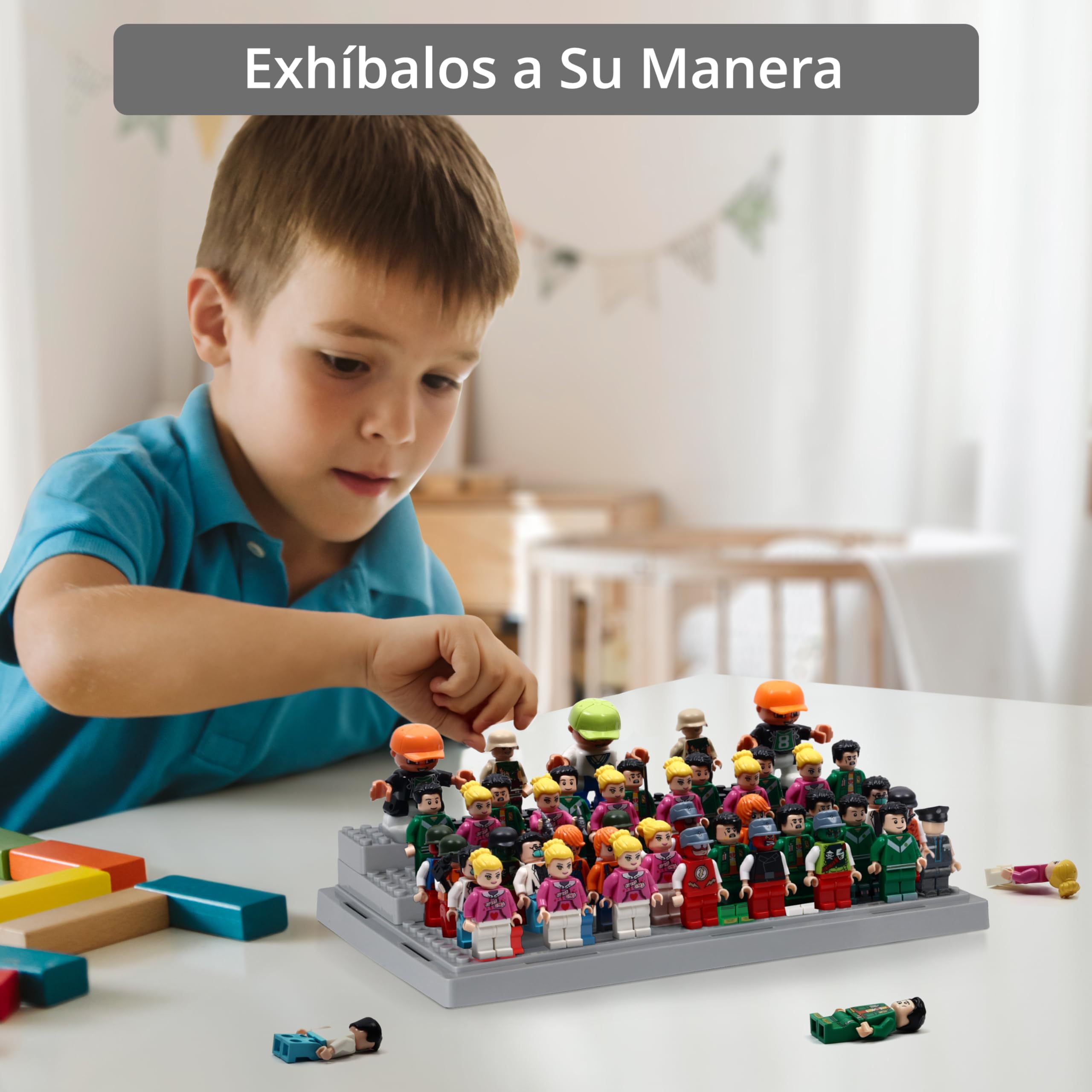 Winter Shore Expositor Metacrilato Gris Apilable de 3 Niveles (Pack de 2) | Organizador Transparente para Minifiguras, Juguetes y Construcción de Bloques, Prueba de Polvo y Placas Base Tachonadas