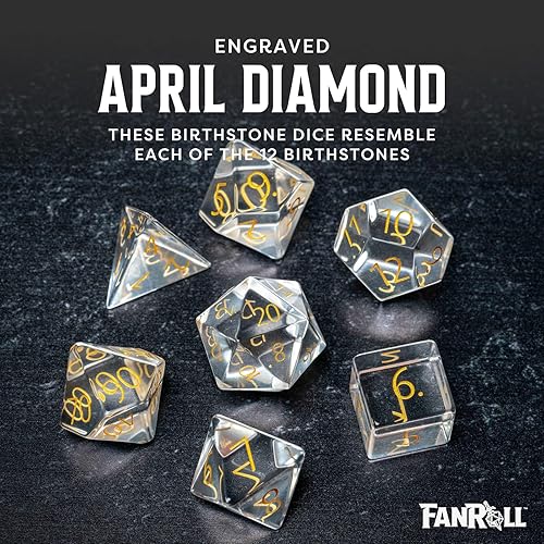 Miniatura 7 de FanRoll by Metallic Dice Games - Juego de dados DND de 0.630 in con piedra natal de polietileno zafiro de septiembre grabado, dados de juego de rol