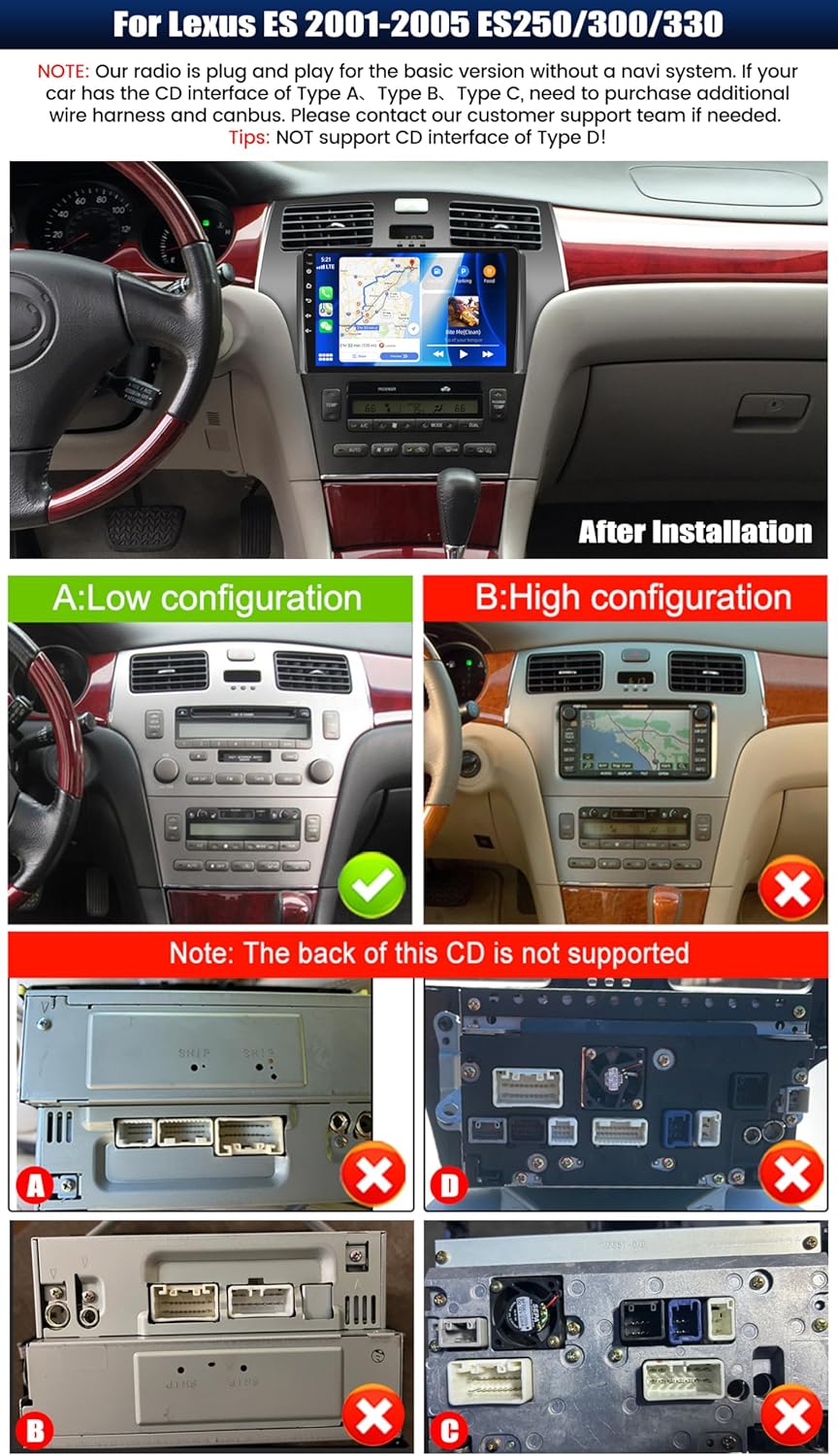 Image showing the car stereo installed in a Lexus ES dashboard
