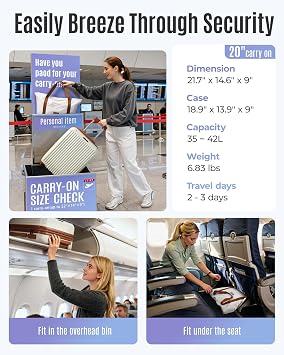 LIGHT FLIGHT 3-Piece Luggage Sets, Expandable Carry On Suitcase, Beige