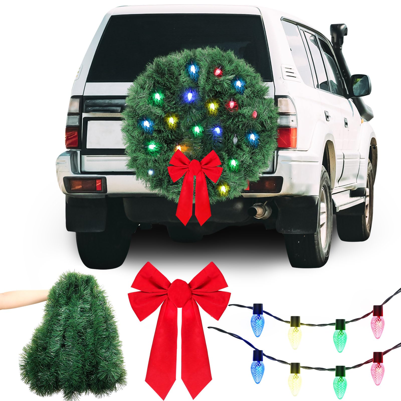 Amazon.com: Solsew Christmas Car Decoration Car Christmas Wreath