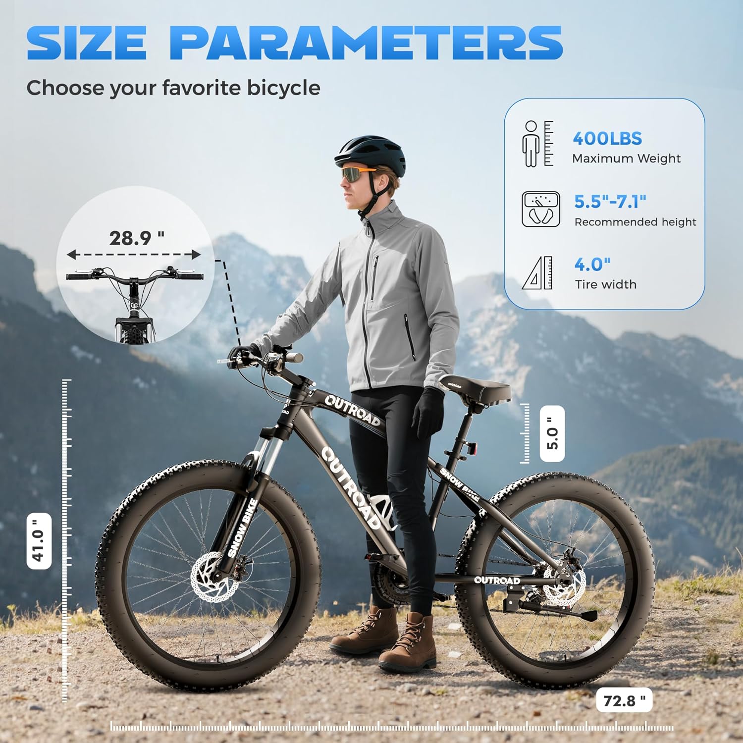 Incbruce 26 Inch Fat Tire Mountain Bike, High Carbon Steel Frame, 21 Speed MTB with Dual Disc Brakes for Men/Women/Adults, Multiple Color