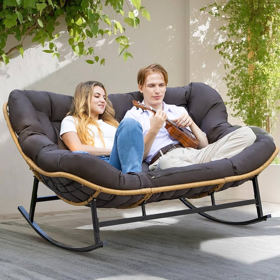 Amazon.com : NICESOUL Double Papasan Rocking Chair Outdoor Indoor