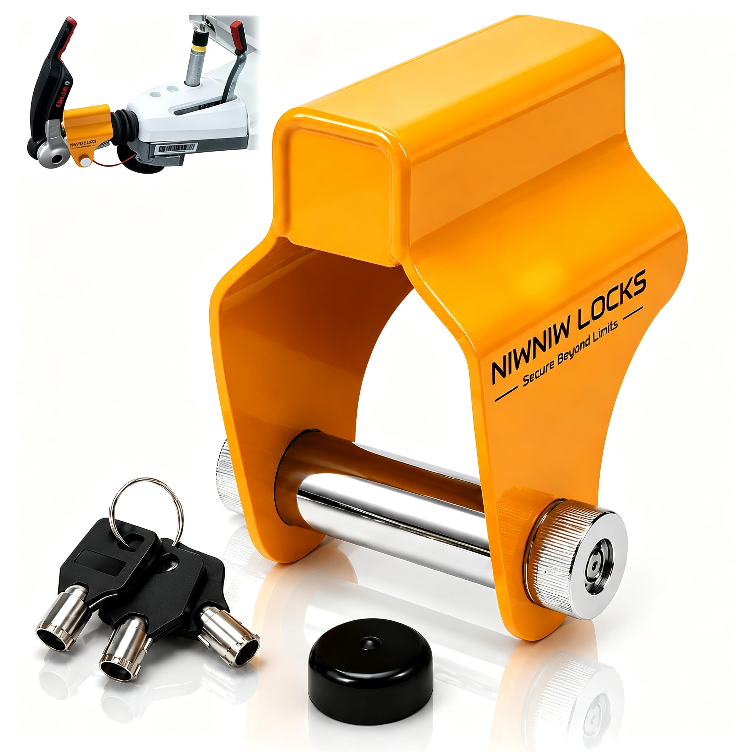 NiwNiw Antivol Verrou d'Attelage Haute Sécurité pour Remorque et Caravane - Cadenas Robustes en Acier Renforcé pour ALKO AKS1300/2004/3004 & AK130/160 - Protection Attelée et Non Attelée