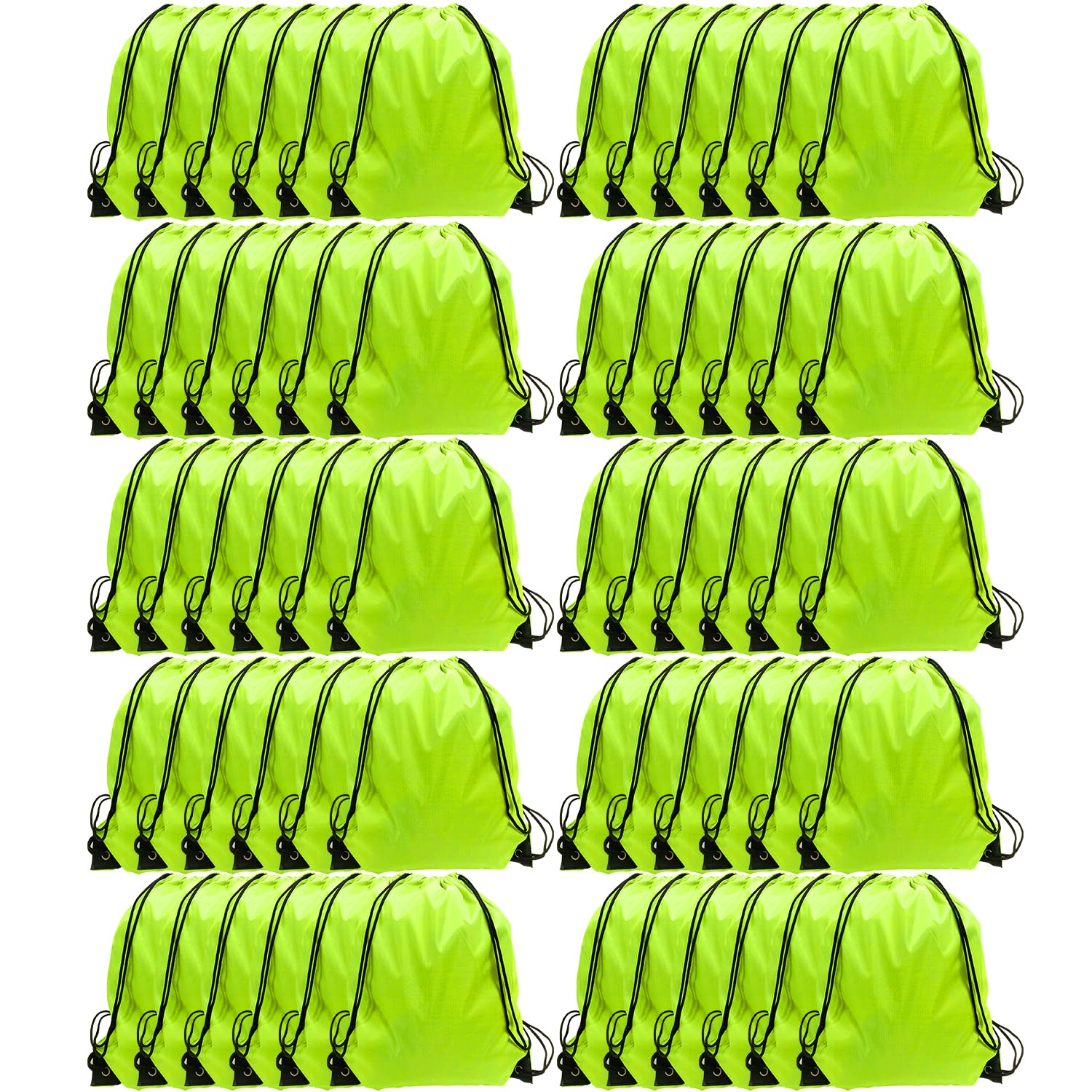GoodtoU Drawstring Bags, Drawstring Backpack for Sport, Traveling, Team (60Pcs, Fluorescent Green)