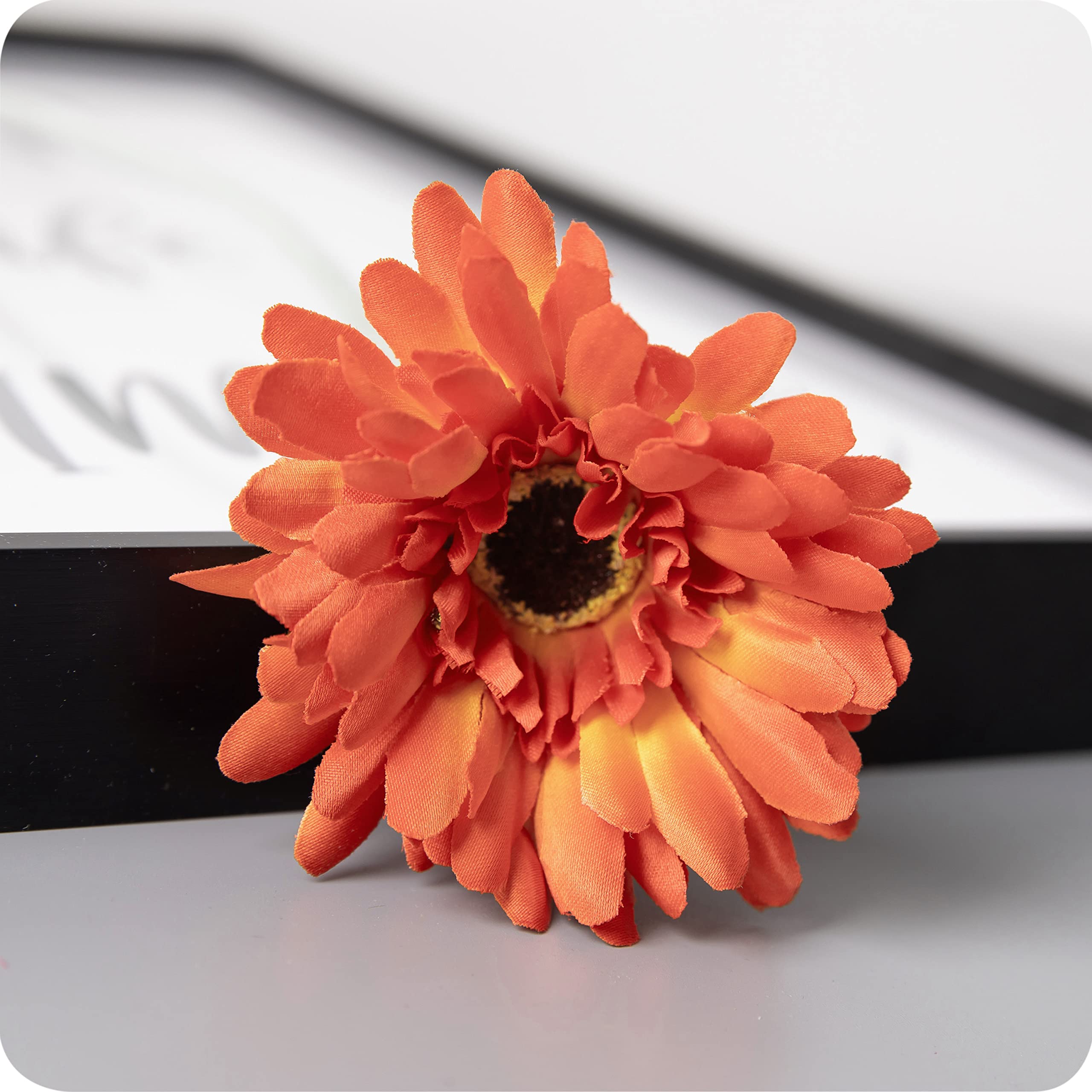 Cn-Knight Orange 12Pcs Artificial Gerbera Daisies,22 Inch Long Stem Silk Daisy Flowers,Realistic Artificial Flower Mums For Home Décor Centerpiece Wreath Supplies Wedding Bouquet,