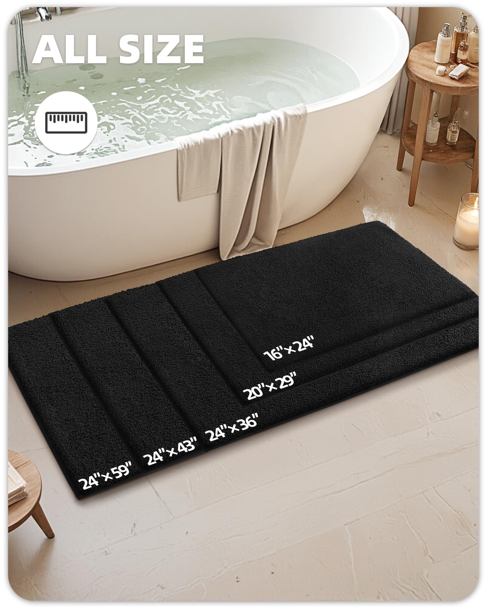 Tappeto Da Bagno A Nido D'Ape - Super Assorbente, Antiscivolo, 61 X 91