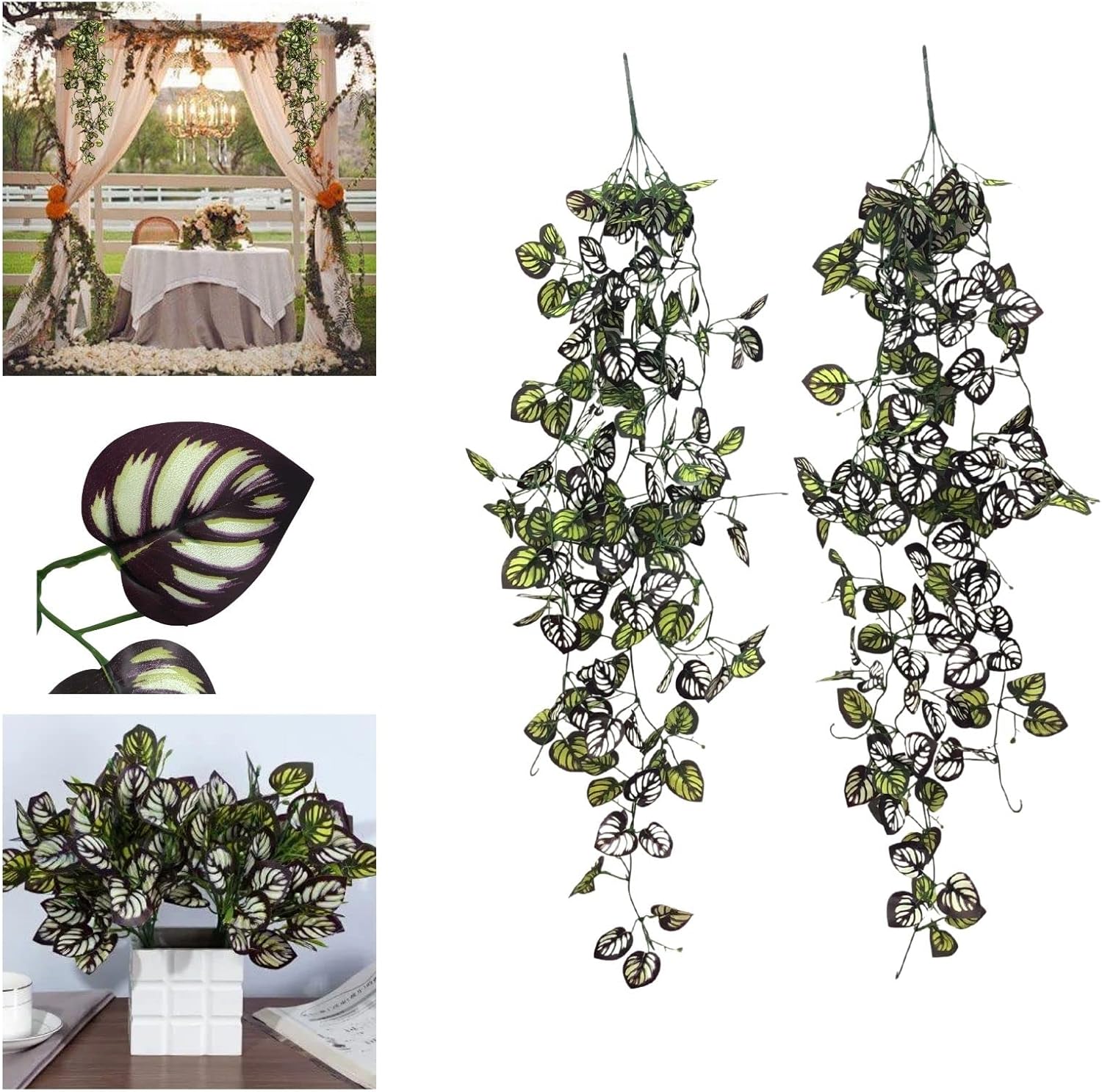 Gobograss 2pcs Artificial Hanging Plant Artificial Purple