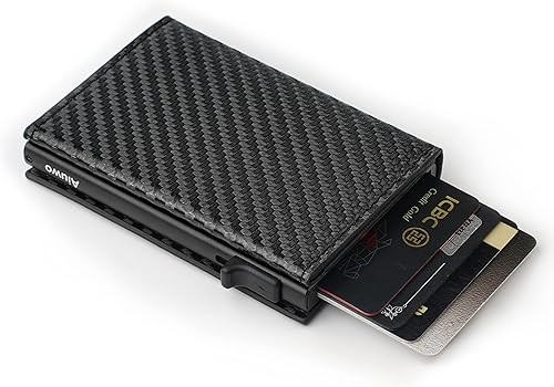 Aiuwo Mens Slim wallet with Money Clip Blocking Credit Card holder wallet for Men with Gift Box (Carbon Leather)