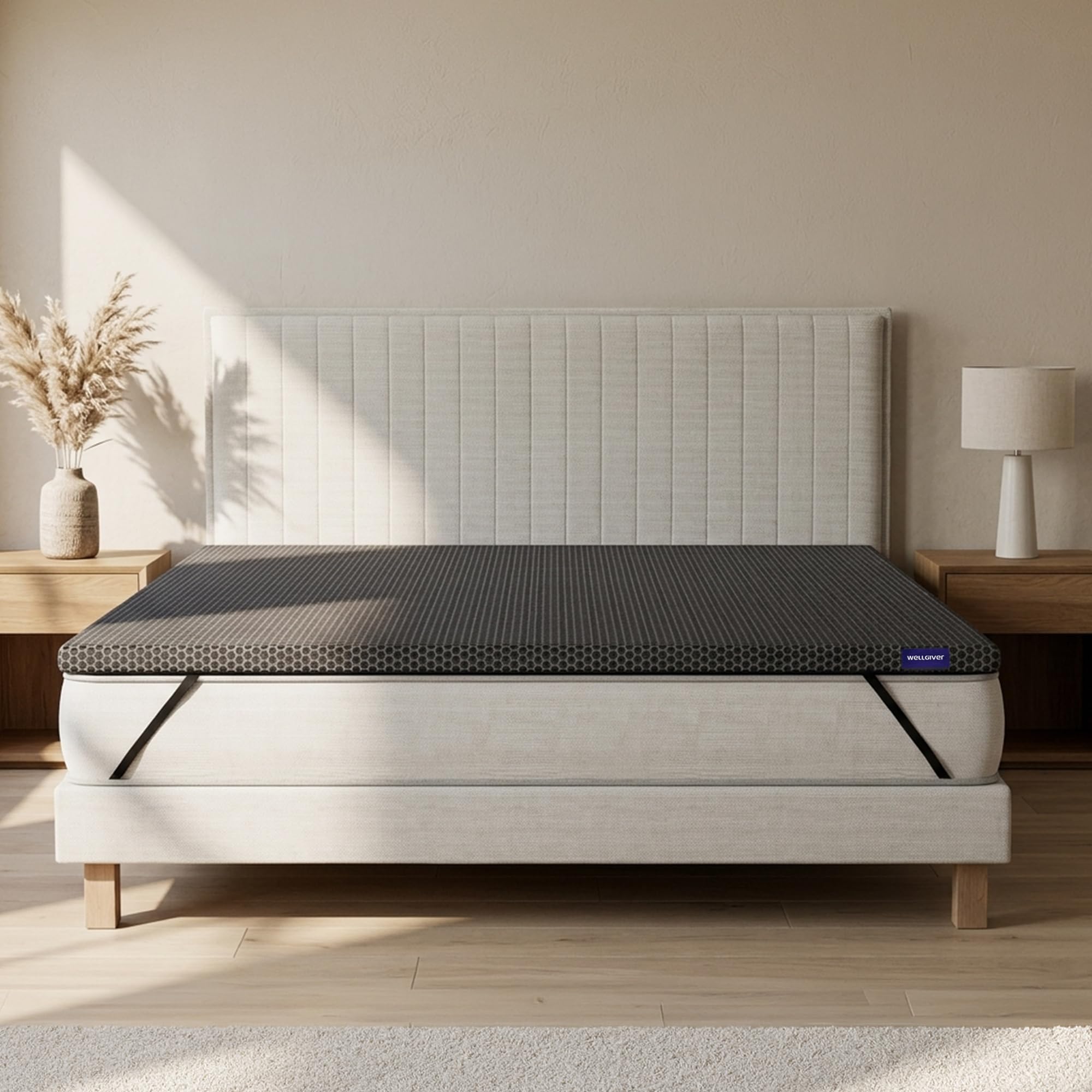 Wellgiver Premium Memory Foam Mattress Topper - Breathable Honeycomb Texture Bed Topper for Pressure Relief & Enhanced Support - High-Density Comfort Pad with Removable Washable Cover-image-39