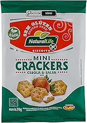 Biscoito Mini Crackers Natural Life - Sabor Cebola e Salsa - Sem Glúten - Vegano - 70g