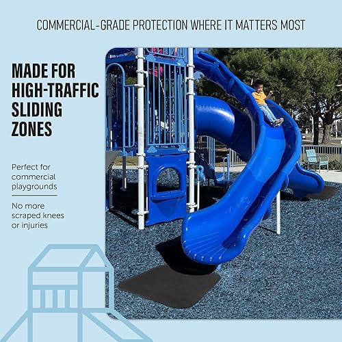 Miniatura 5 de Playsafer Alfombrilla de goma comercial resistente para toboganes y columpios, 1.5 pulgadas de grosor, 36 x 36 pulgadas Negro