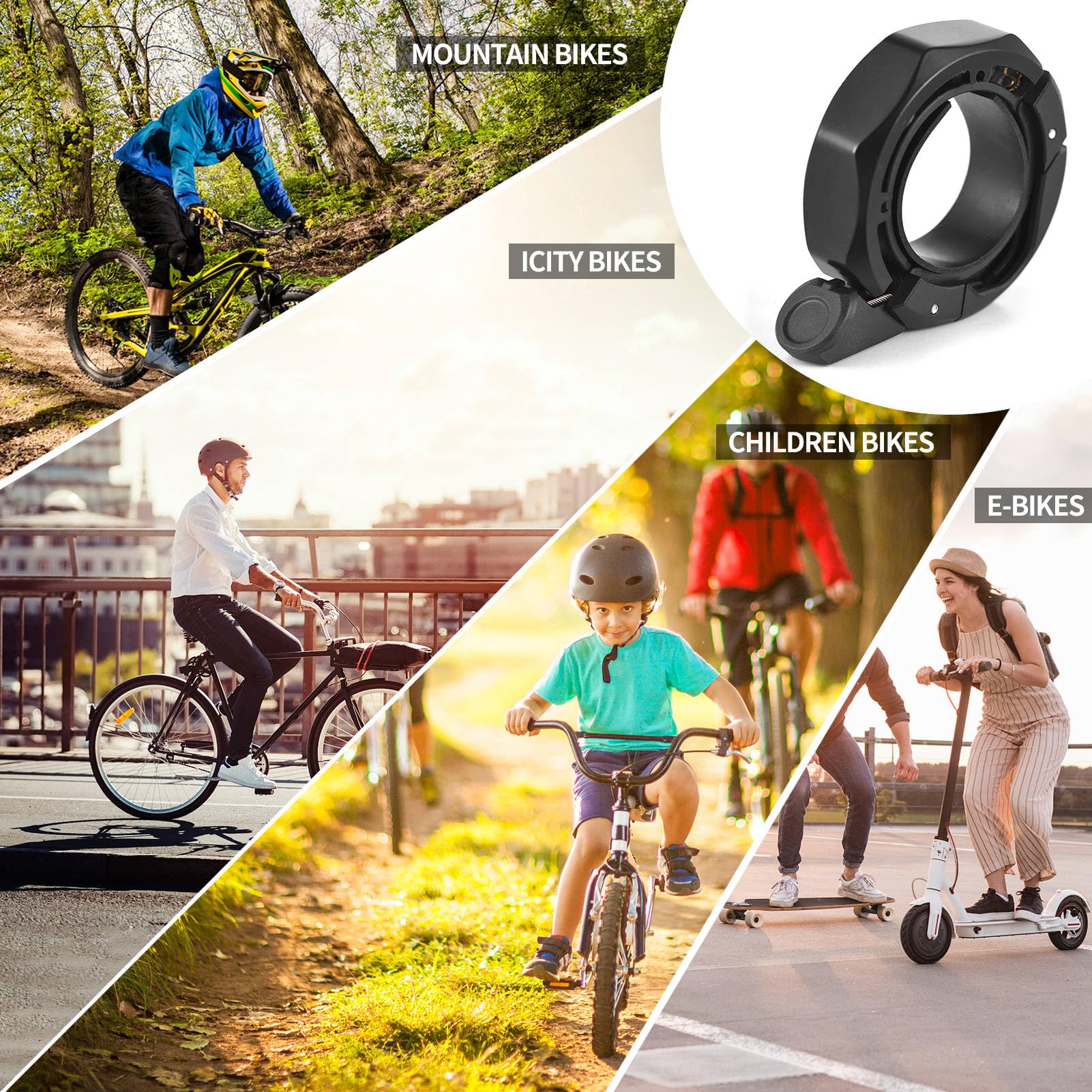 Dzwonek Rowerowy Kompaktowy Dzwonek Rowerowy ze Stopu Aluminium – Regulowany do Kierownicy 22,2–31,8 Mm, Idealny do Rowerów Górskich, Rowerów Elektrycznych i Hulajnogów